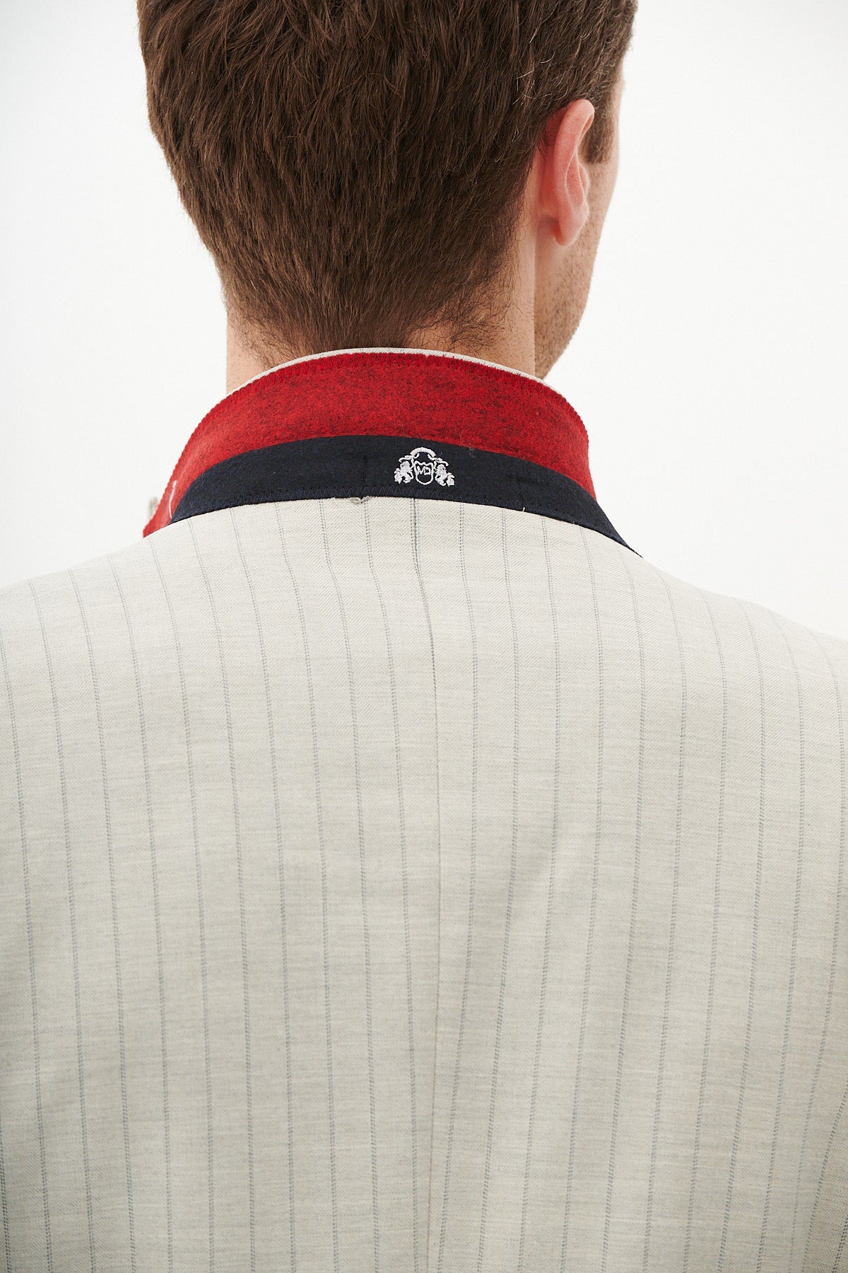 GRANT Stone Pinstripe Double Breasted Suit for Men | Premium Wool Business Suit | Formal Office Wear & Wedding Attire