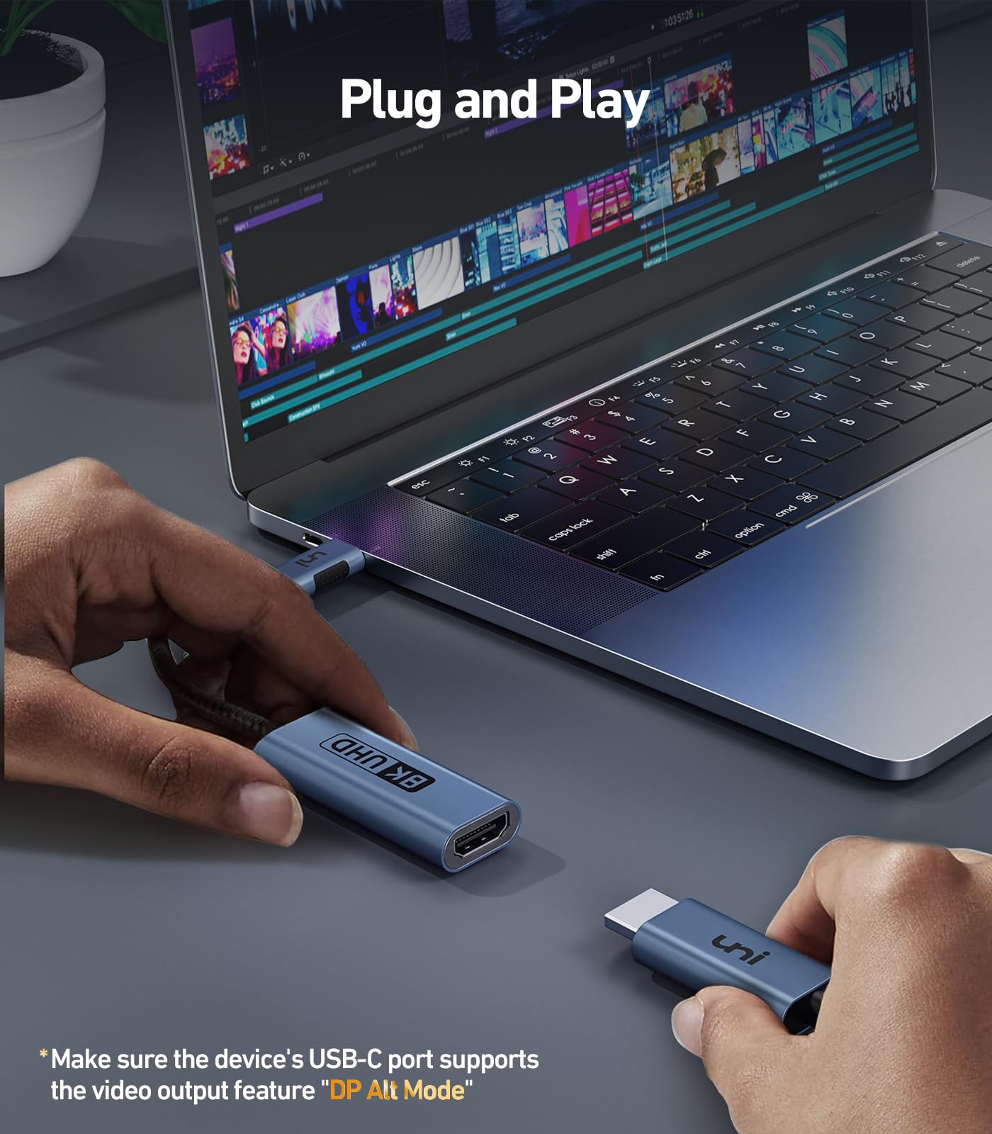 8K@60Hz USB C to HDMI 2.1 Adapter - 4K@144Hz Thunderbolt 4/3 Converter with 48Gbps, HDCP2.3, HDR & Dolby Vision - Compatible with Laptops, Tablets, Galaxy S24 - Perfect for Home Theater, Gaming & Office Presentations
