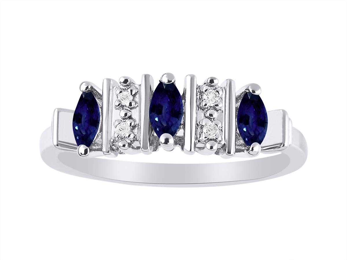RYLOS Sterling Silver 3 Stone Ring for Women - Genuine Diamond & Precious Gemstone Jewelry, Classic Elegant Band, Sizes 5-10 | Perfect for Anniversary Gifts, Engagement, Wedding & Everyday Wear