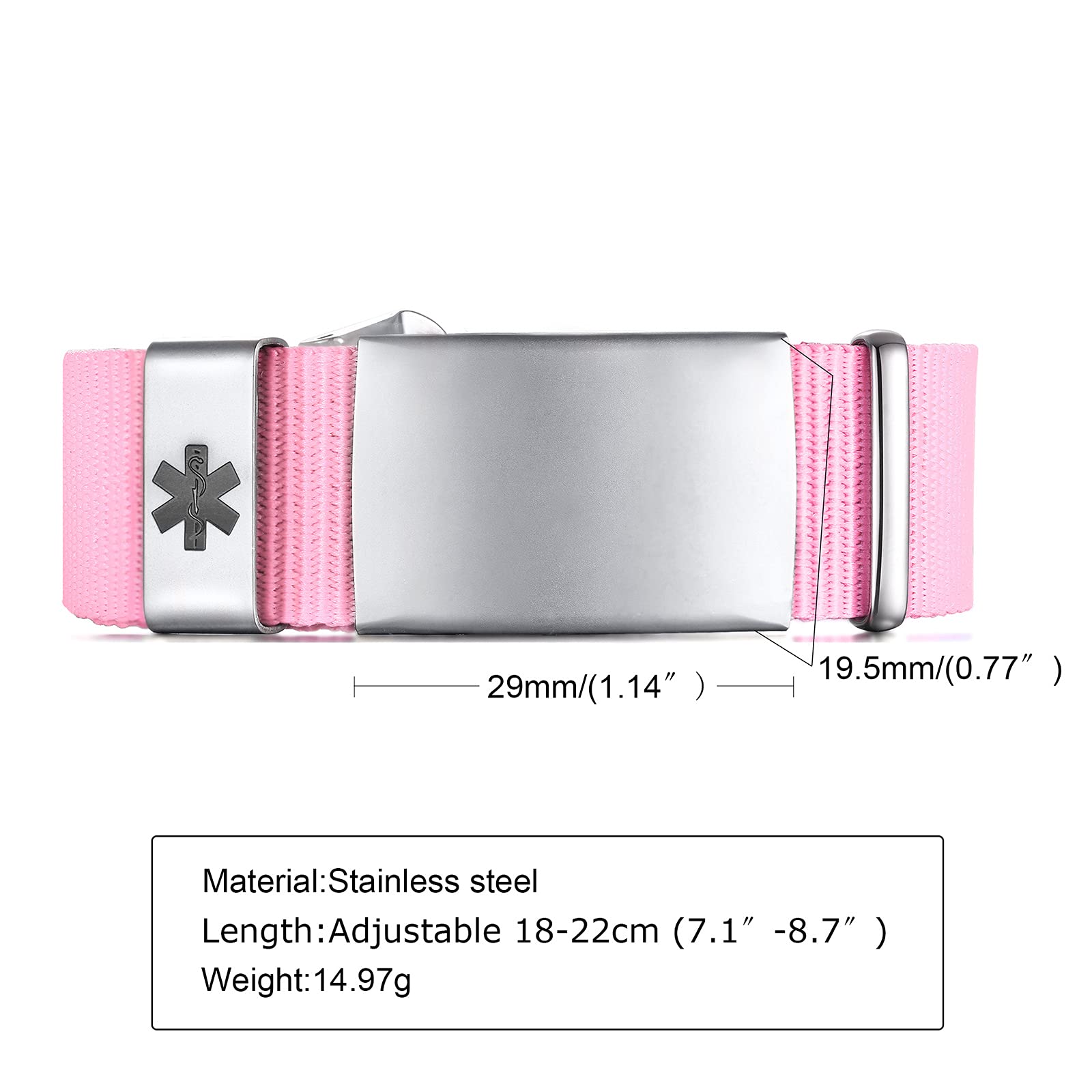 VNOX Custom Medical Alert Bracelet for Men & Women - Adjustable Stainless Steel Sport ID Bracelet for Emergency Health Conditions - Perfect for Running, Hiking & Daily Wear