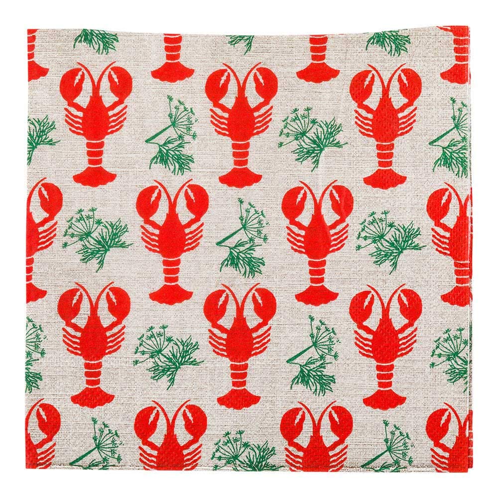 Restaurantware 13 Inch Premium 3-Ply Paper Luncheon Napkins - 500 Count Maine Lobster Design with Textured Edges, Soft & Strong Gray Decorated Napkins for Parties, Catering Events, Weddings & Fine Dining
