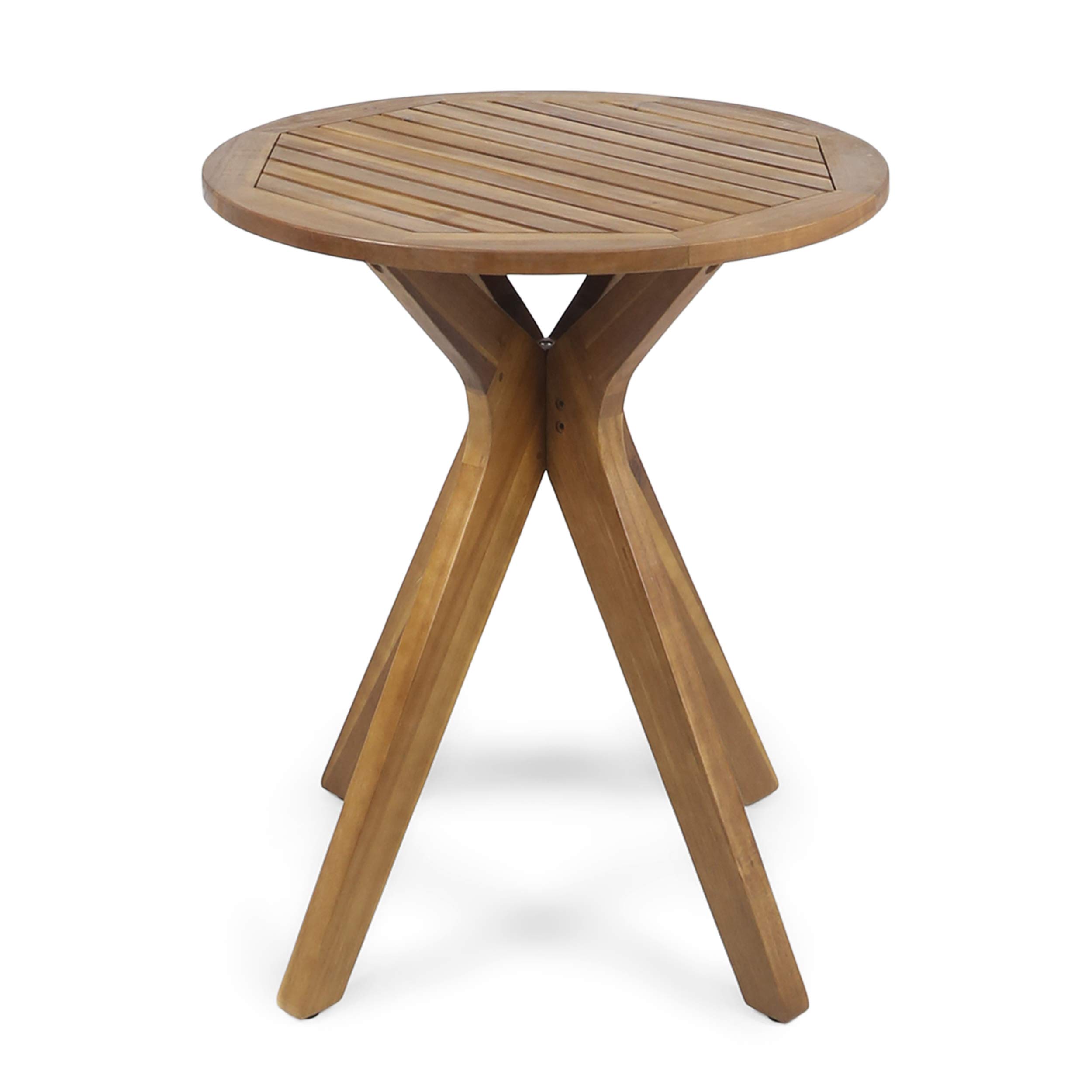 Premium Acacia Wood Outdoor Bistro Table with X-Leg Design - Weather-Resistant Teak Finish - Perfect for Patio, Garden & Backyard Dining