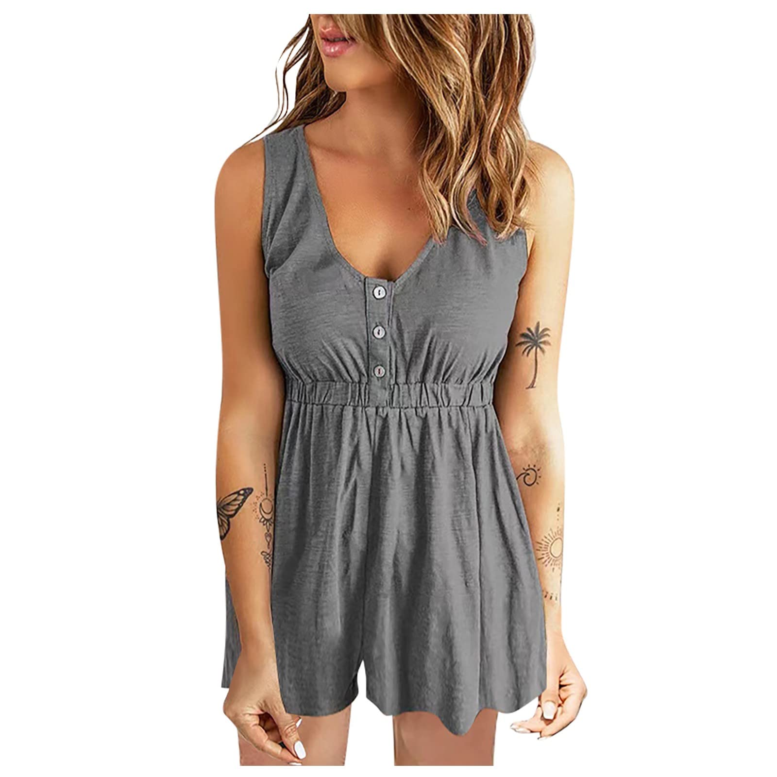 Sexy Sleeveless Backless Jumpsuit for Women - Summer Tank Top One-Piece Bodysuit | Perfect for Beach, Pool Party & Casual Outings