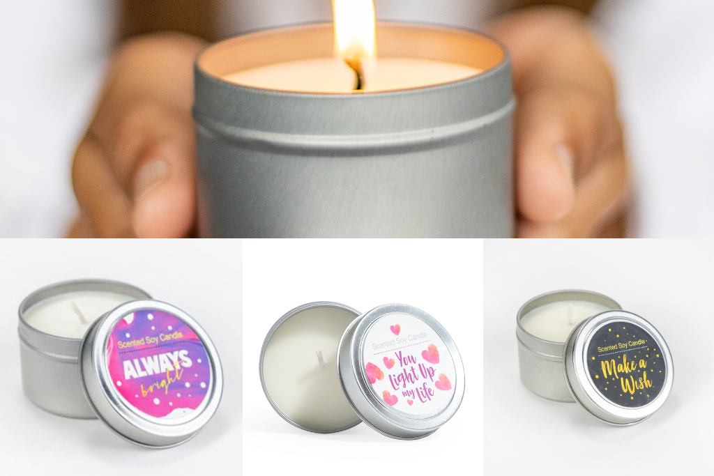 Premium Trio of Tin Soy Candles - Bergamot & Lavender Essential Oil Scented | Relaxing Aromatherapy for Home, Spa & Meditation