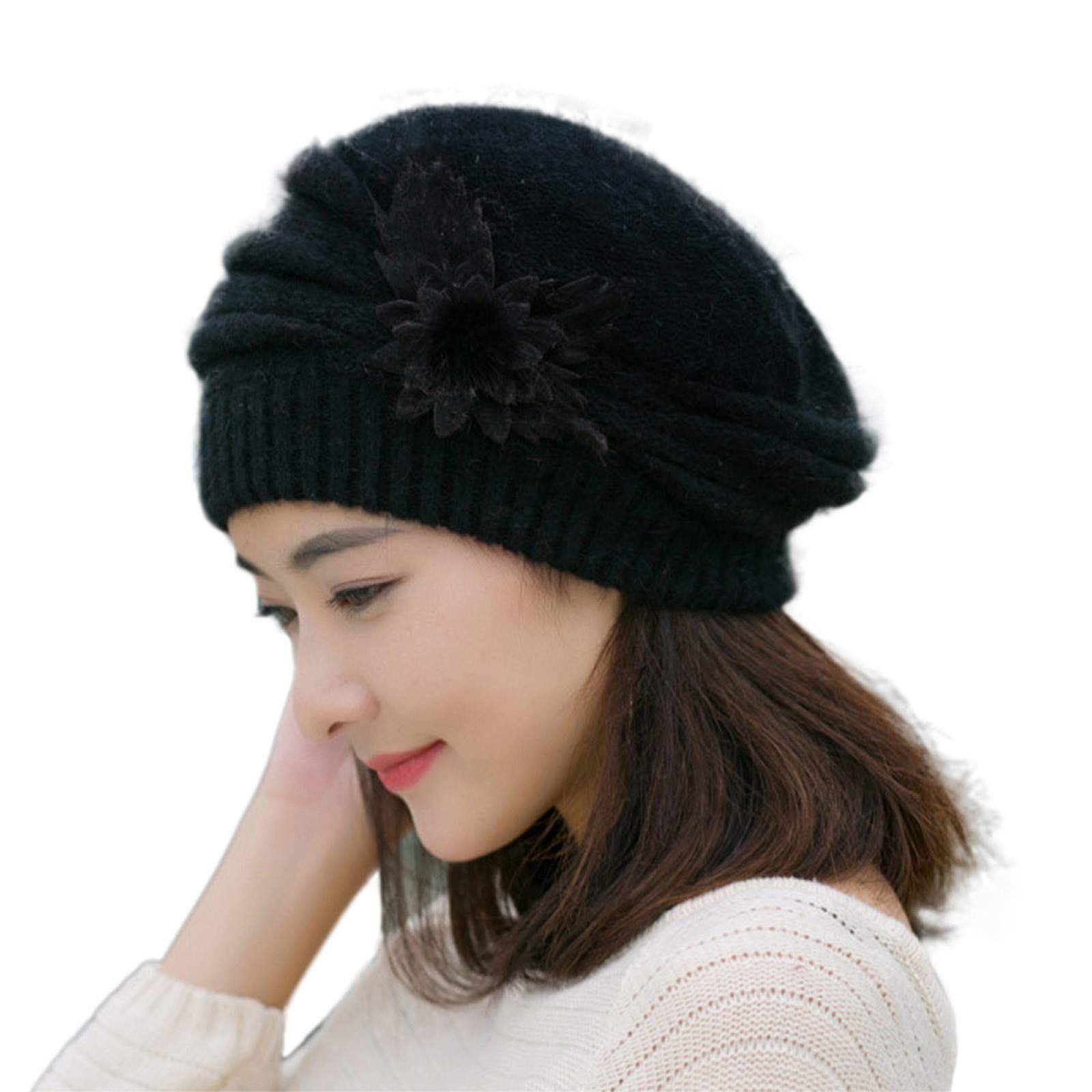 Women's Fashion Knit Beret Hat - Winter Warm Wool Blend Crochet French Style Cap for Women - Perfect for Cold Weather, Outdoor Activities, and Stylish Winter Outfits