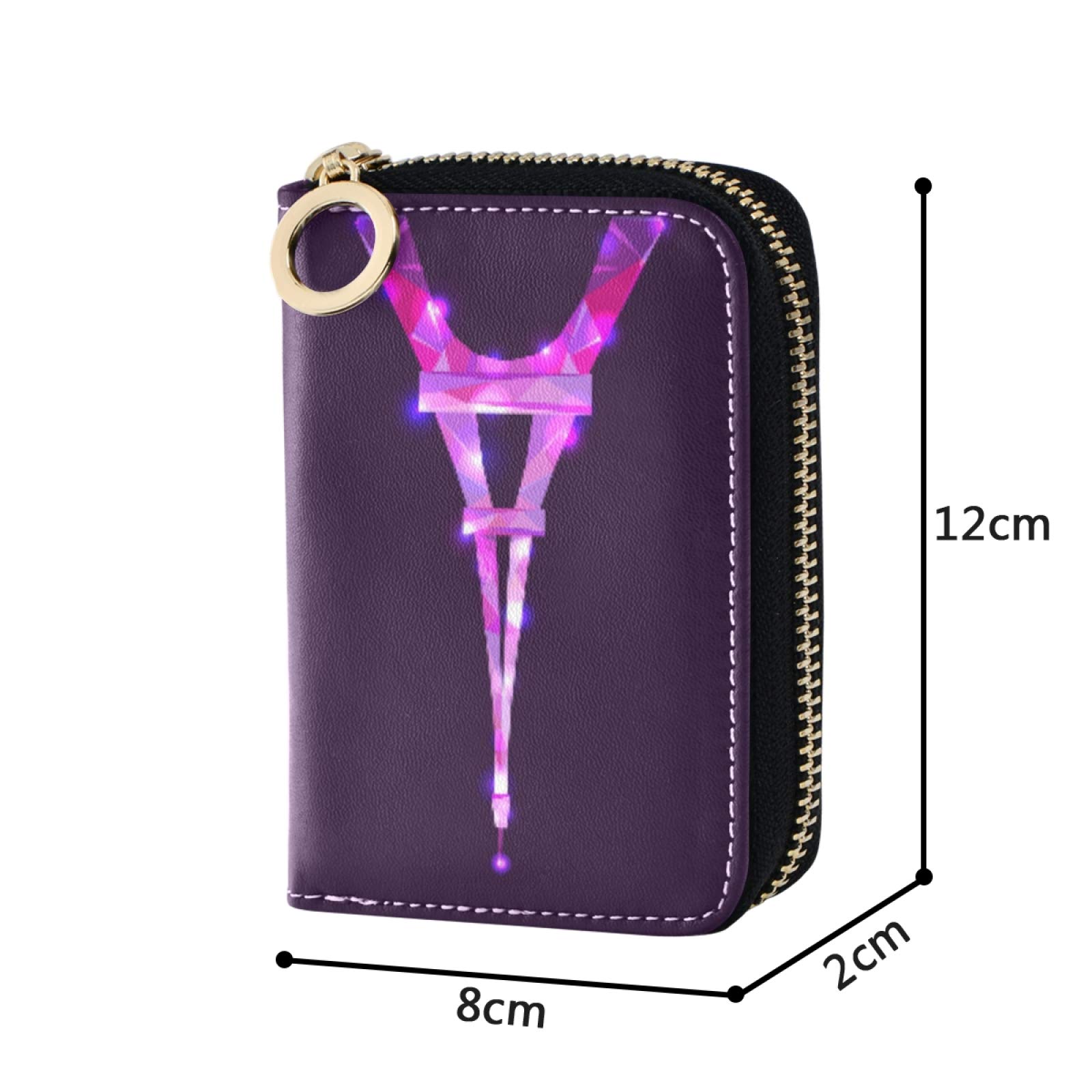 Pink Eiffel Tower RFID Blocking Credit Card Wallet - Slim Microfiber Leather Zipper Card Holder for Women - Perfect for Travel, Shopping & Everyday Use
