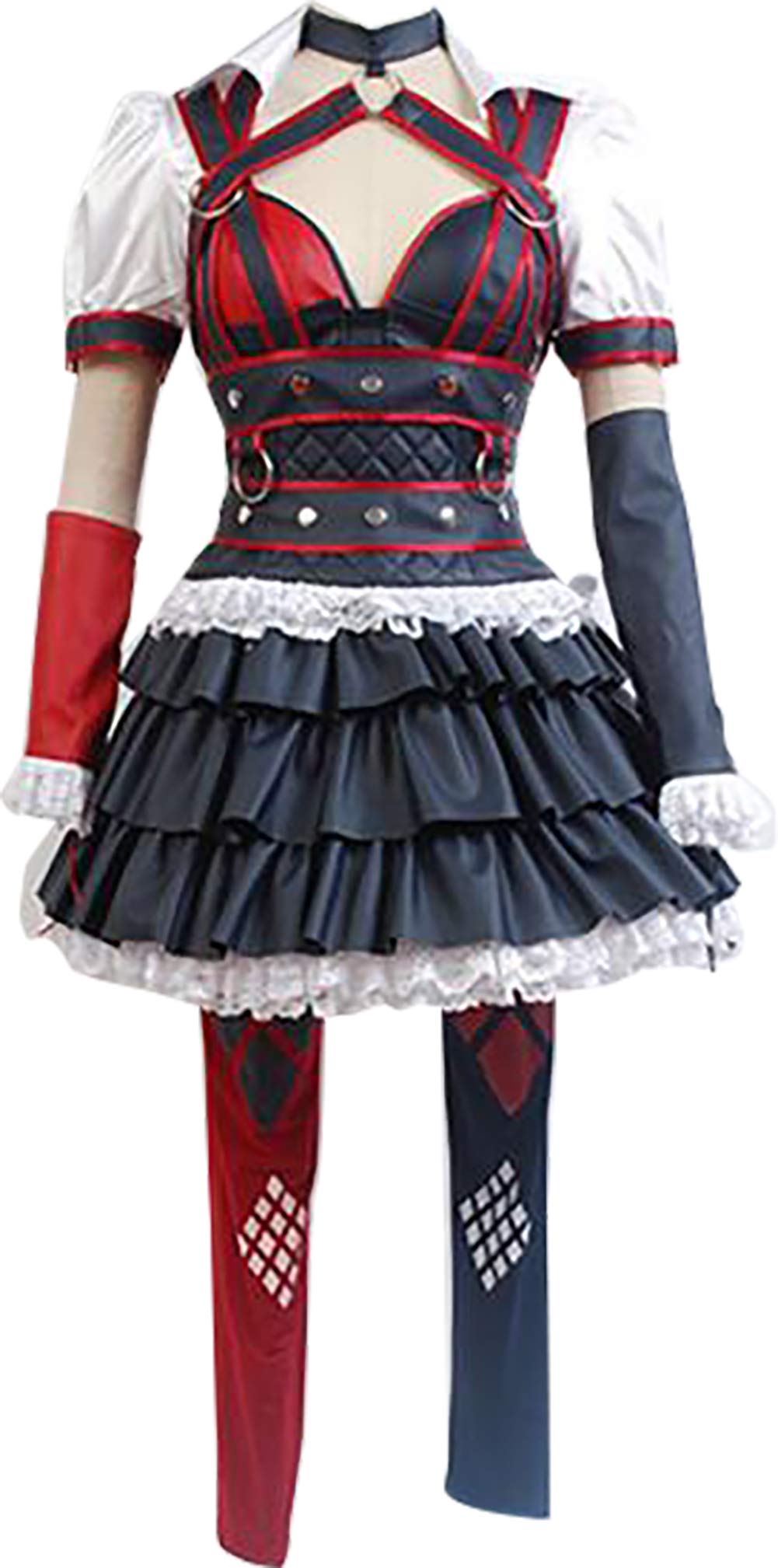 Bubucos Batman Arkham Asylum Harleen Quinn Cosplay Costume - Premium Harley Quinn Outfit for Halloween, Comic Con & Cosplay Events