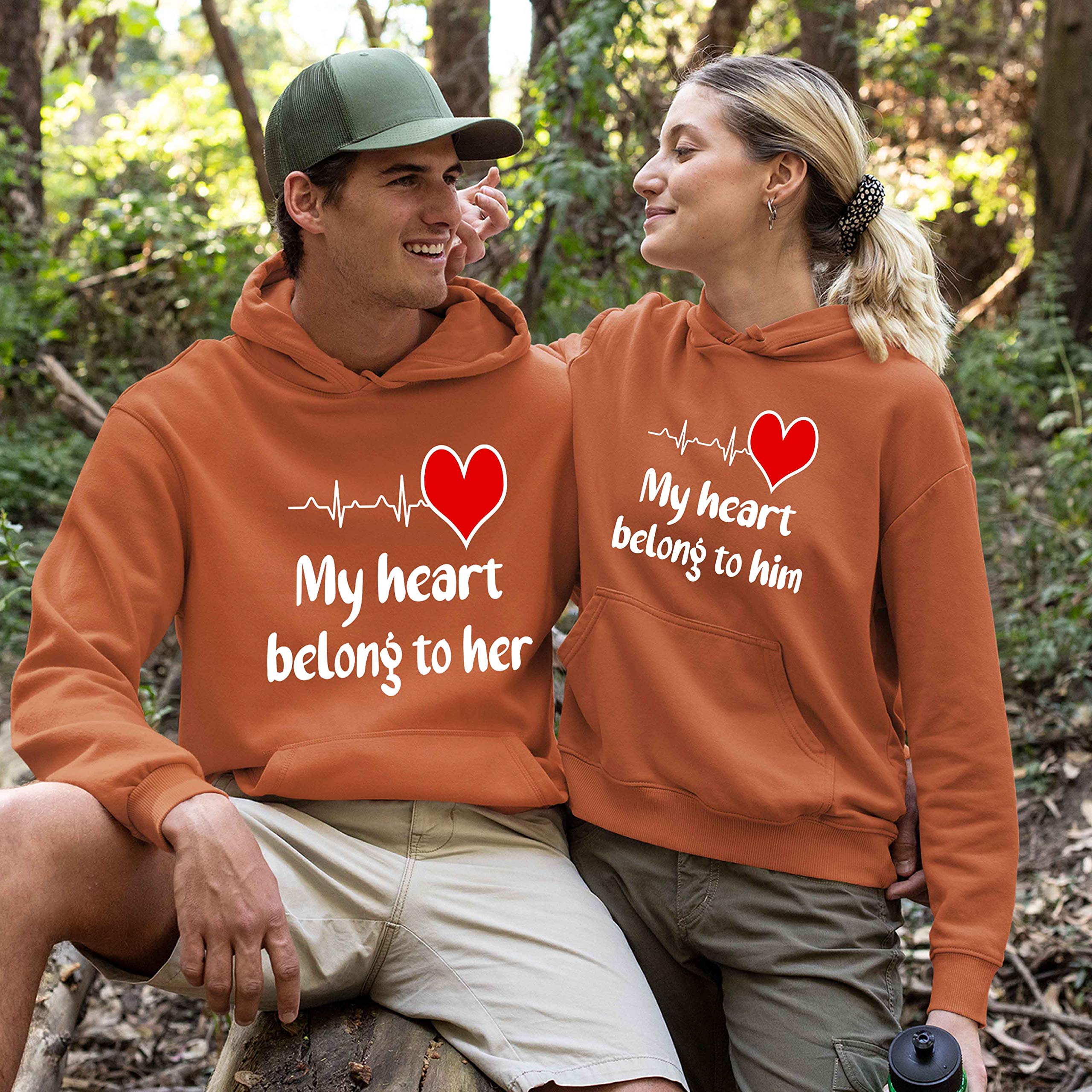 Best Family Gifts - My Heart Belongs To Him/Her Unisex Hoodies For Couples - Perfect For Date Nights & Cozy Evenings