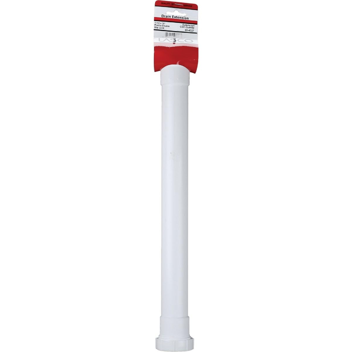 White PVC 16-Inch Lavatory & Kitchen Drain Extension Tube - Durable, Flexible Pipe for Sink, Bathtub, and Utility Drains