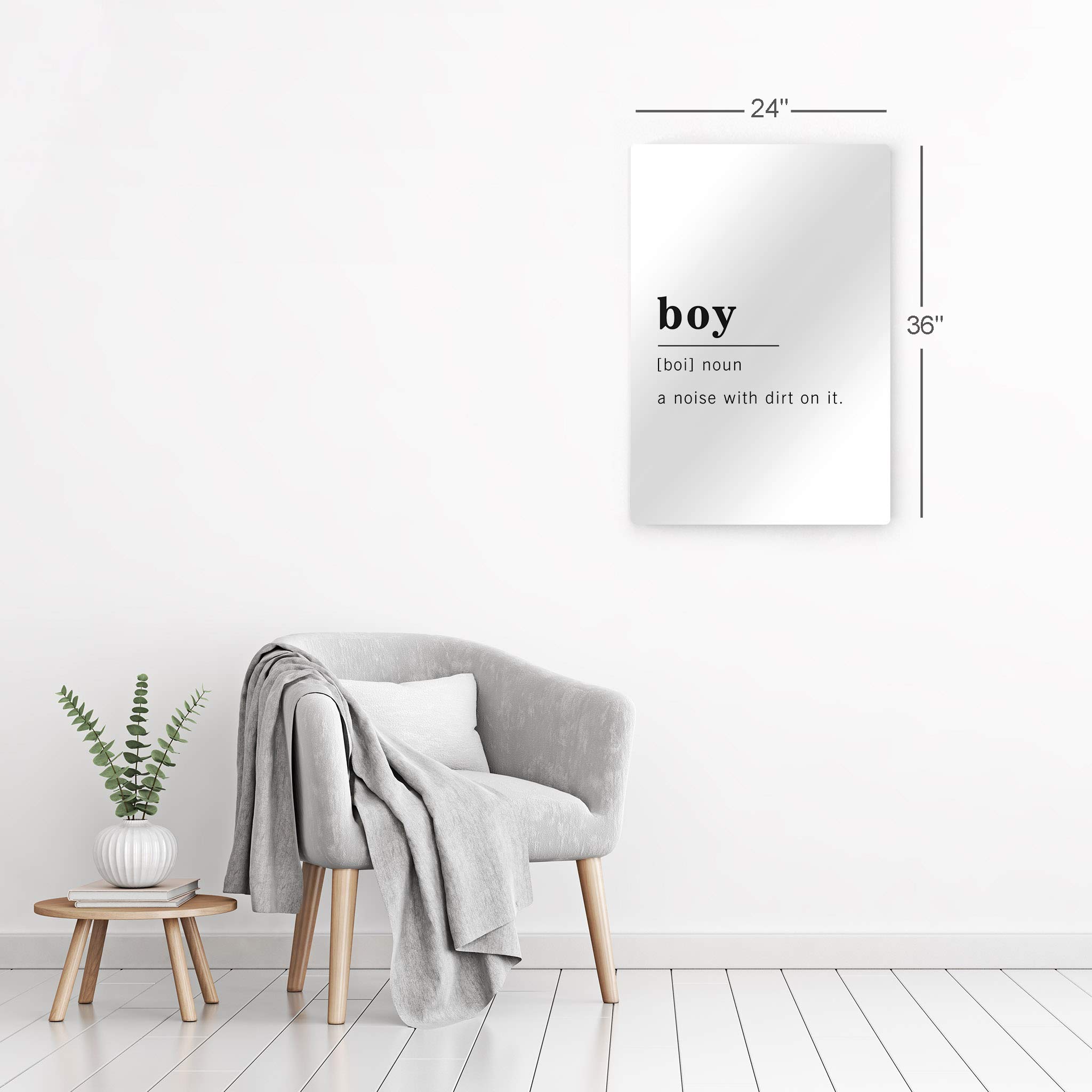 Funny Noun Dictionary Definition of Boy Metal Print - Inspirational Quote Sign for Office, Living Room, Bedroom & Bathroom - Ready to Hang Wall Art Home Decor (36x24 Inches) - Made in USA | Perfect Gift for Birthdays, Housewarming & Dorm Decor