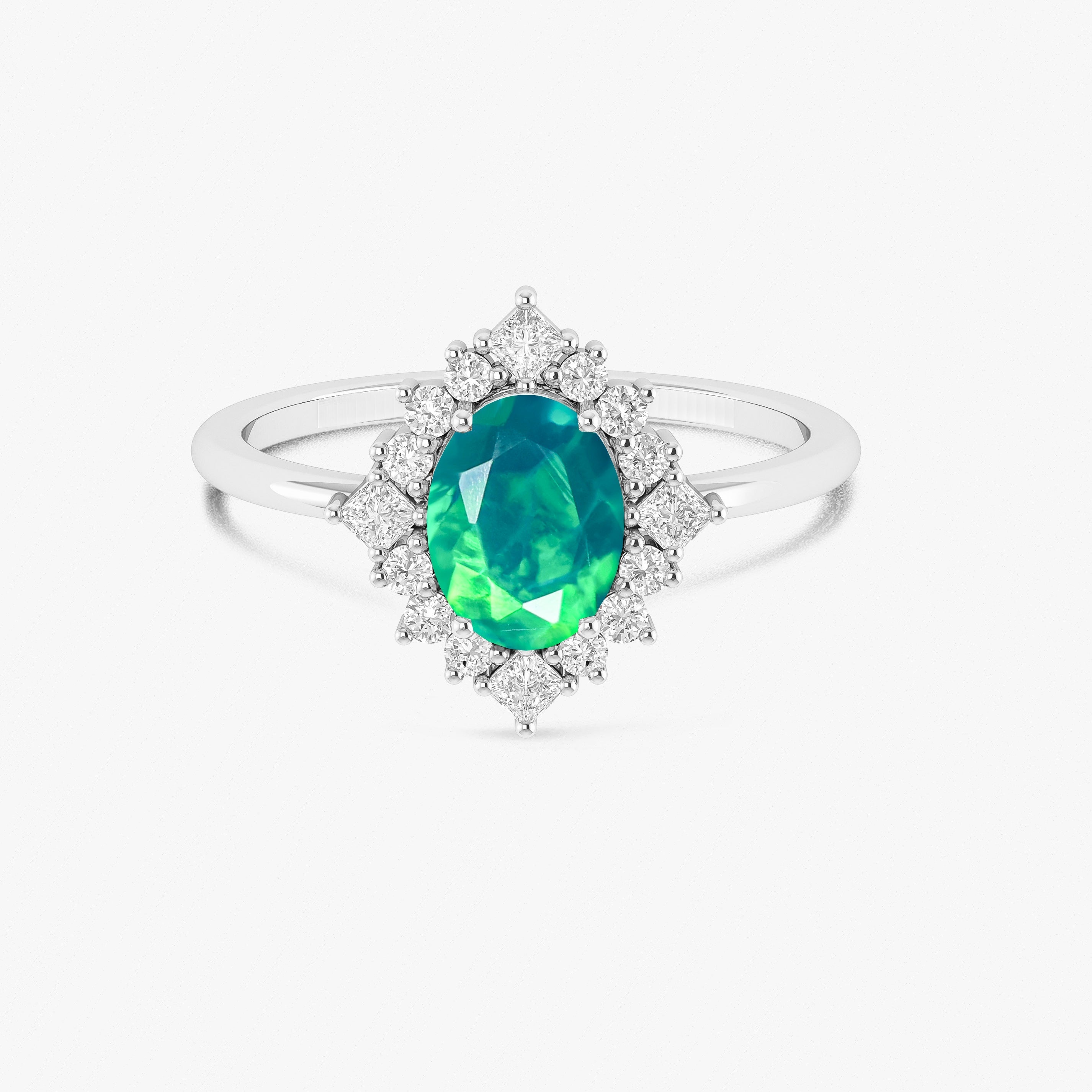 Ethiopian Opal Ring - Green Natural Fire Faceted Gemstone Jewelry for Women, Perfect for Weddings, Parties & Special Occasions