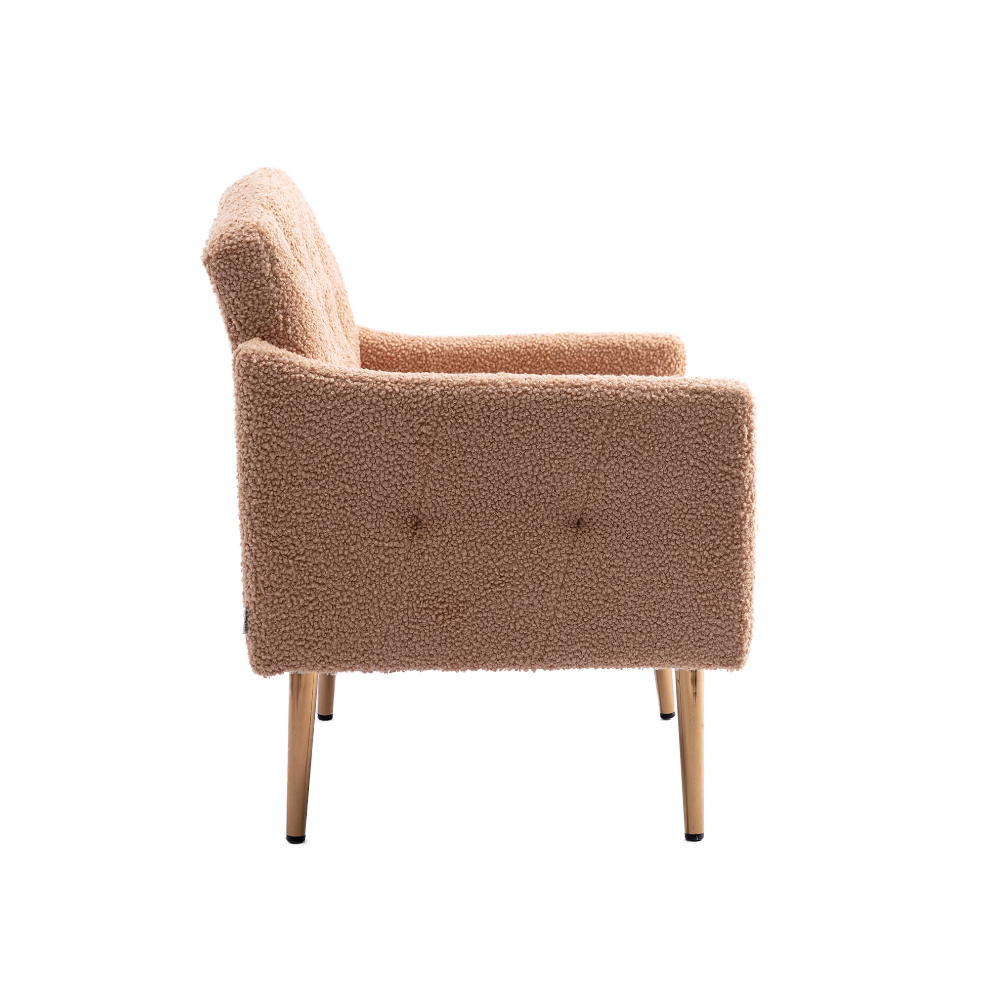 Modern Accent Chair - Upholstered Armchair & Club Lounge Chair for Living Room, Reading Nook, Studio or Dressing Room - Soft Teddy Camel Fabric - Stylish & Comfortable Seating Solution for Home Decor