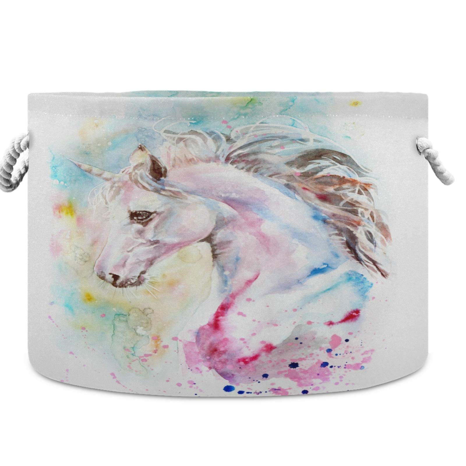 Abstract Unicorn Nursery Storage Basket - Waterproof Canvas Fabric Toy Organizer Bin for Kids Room, Playroom, Shelves | Perfect for Toy Storage, Laundry Hamper & Gift Giving