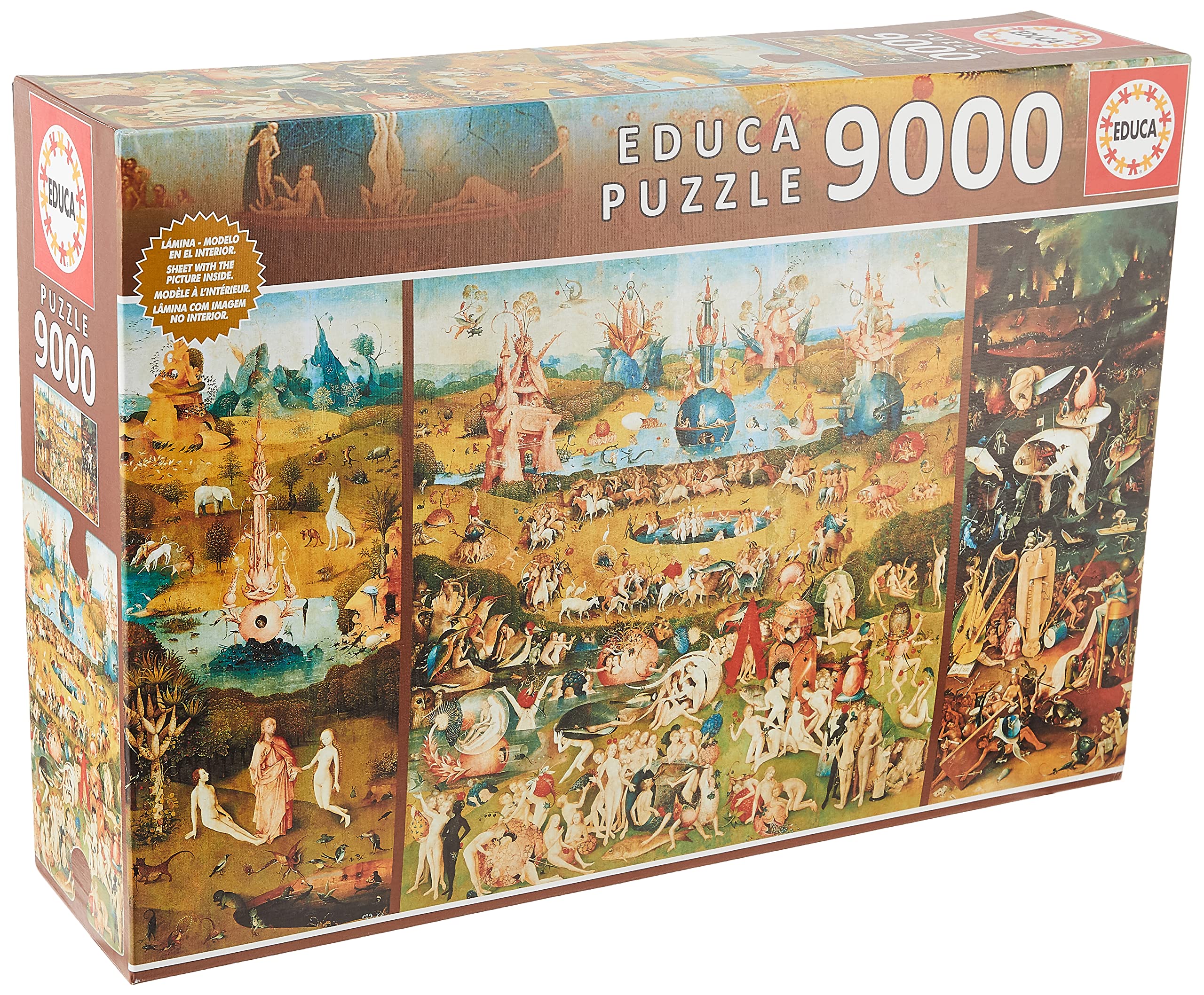 Educa 9000 Piece Jigsaw Puzzle - The Garden of Earthly Delights by Bosch | Large Adult Puzzle for Home Decor & Family Game Night