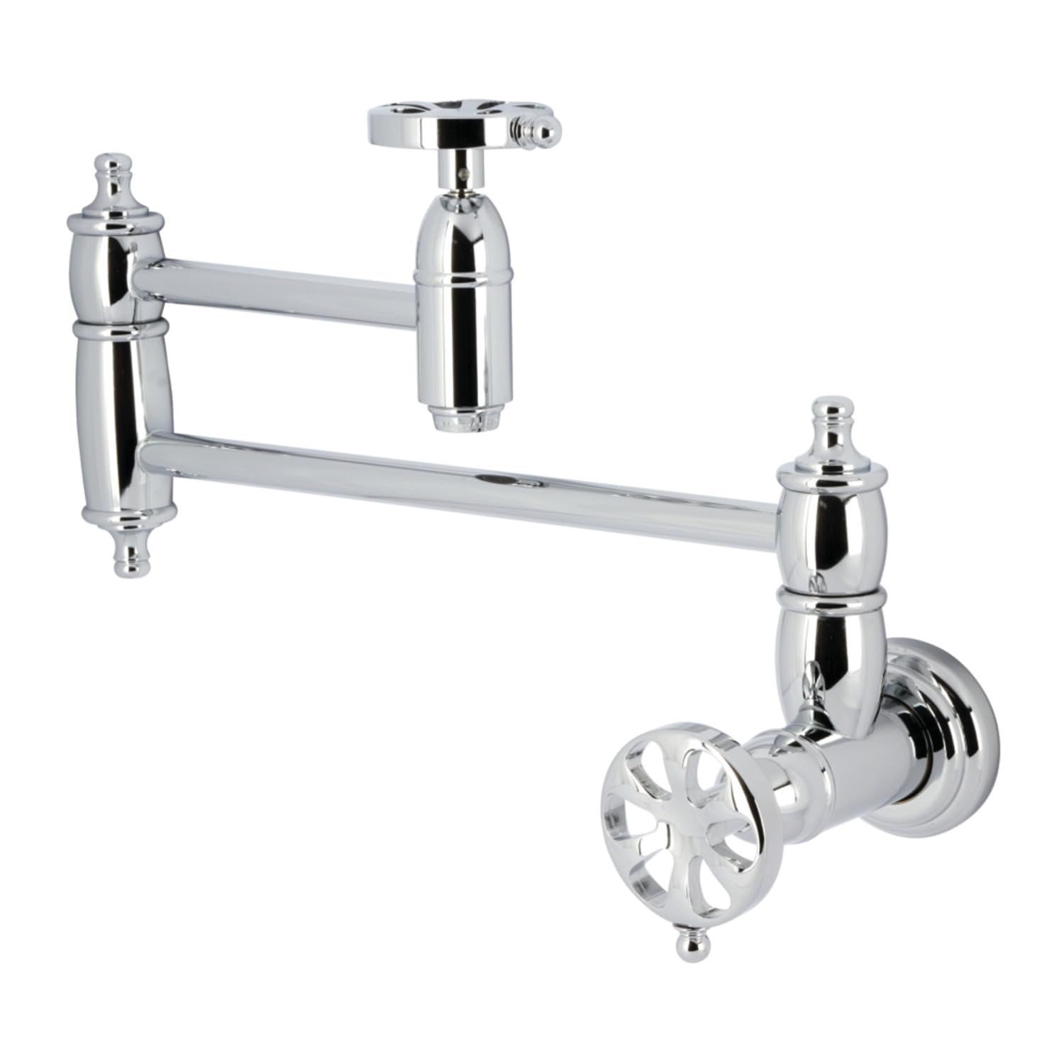 Kingston Brass KS3101RX Belknap Wall Mount Pot Filler Faucet - Polished Chrome Finish - Ideal for Kitchen, Cooking, and Filling Large Pots with Water