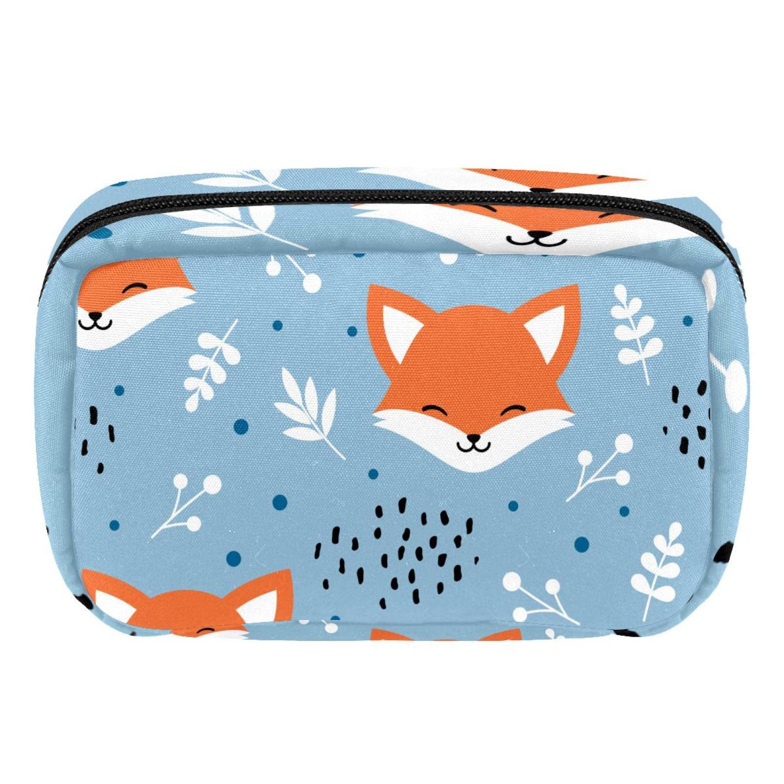 Foxes Blue Makeup Bag - Waterproof Cosmetic Organizer, Travel Toiletry Pouch & Pencil Case for Women | Perfect for Travel, Gym, School & Daily Essentials Storage