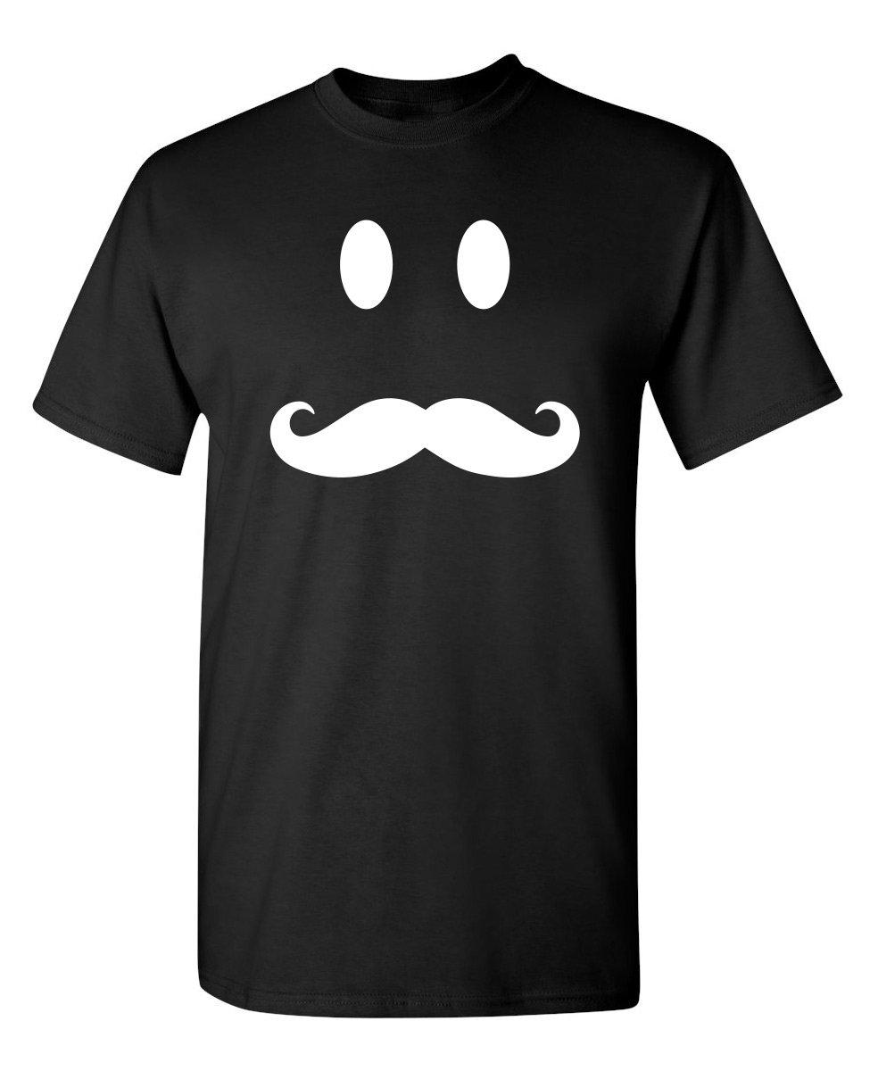 Funny Mustache Smile Face Emotion Happy Novelty T-Shirt - Perfect Gift for Parties, Costumes & Casual Wear