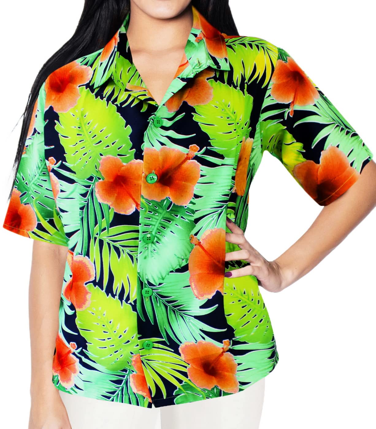 LA LEELA Women's Funny Hawaiian Short Sleeve T-Shirt - Tropical Vacation Shirt for Beach Party, Summer Outing & Casual Wear