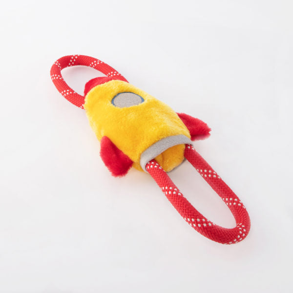ZippyPaws RopeTugz® Spaceship Plush Dog Toy - Interactive Tug of War Rope with Durable Chew-Resistant Material for Small & Medium Dogs - Perfect for Indoor Playtime and Outdoor Adventures