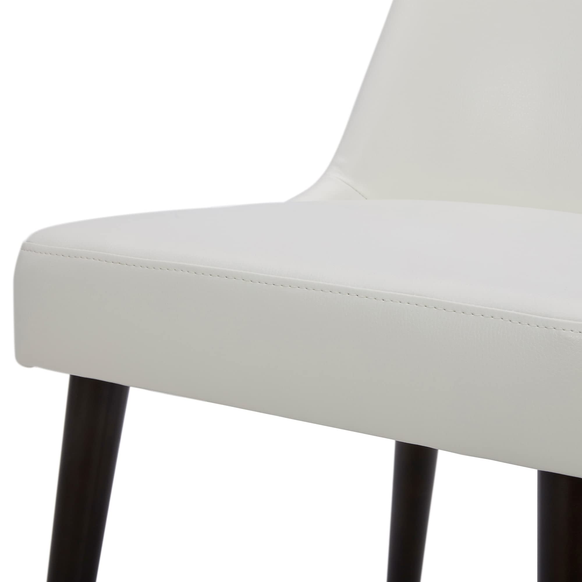 Mid-Century Modern Dining Chairs Set of 2 - Upholstered Fabric Accent Chairs in Off White PU Leather - Perfect for Dining Room, Kitchen, or Home Office Decor