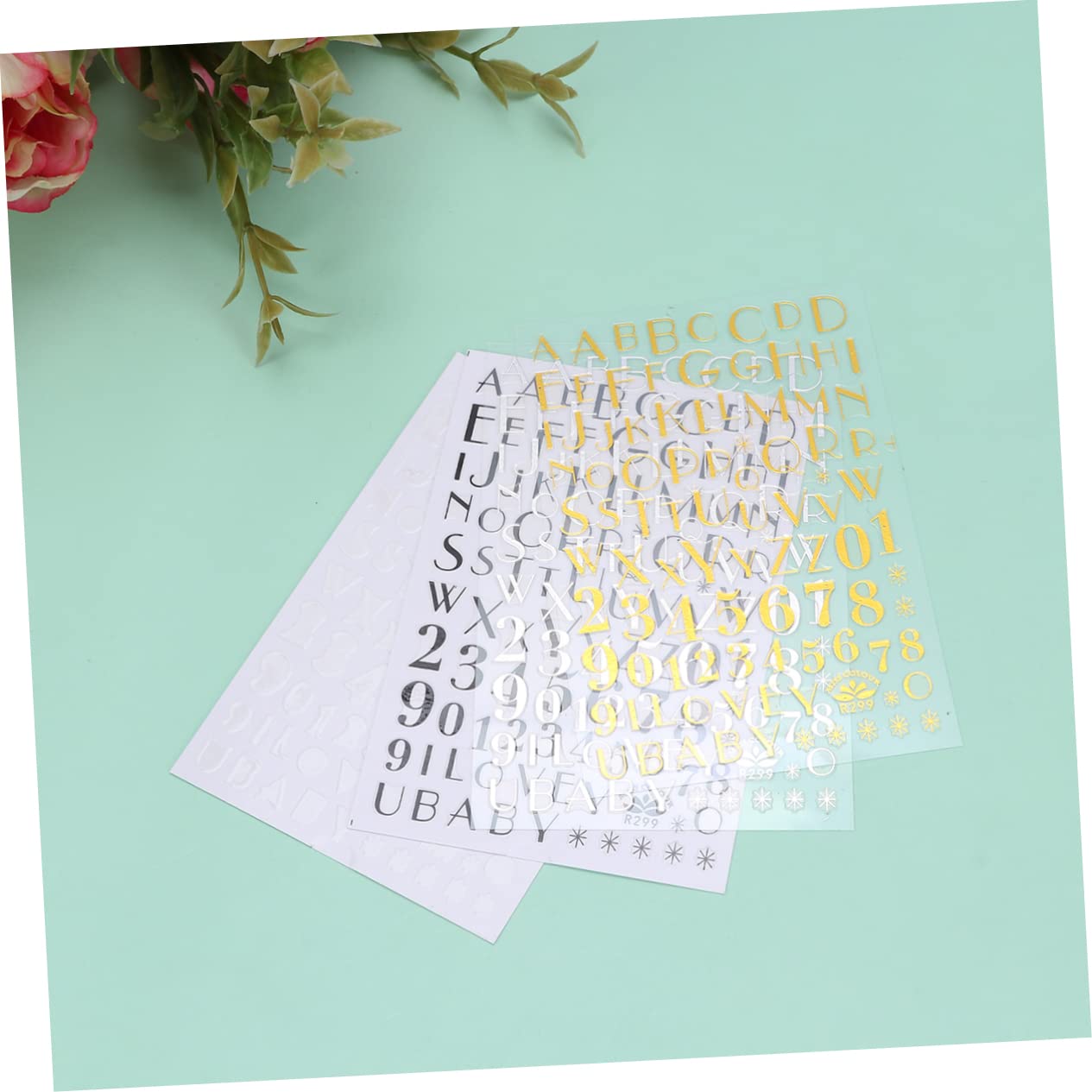 Minkissy Alphabet Stickers for Nails - 8pcs Self-Adhesive Nail Art Letter Stickers Set for Girls & Women | Perfect for DIY Manicures, Nail Decoration & Gift Giving