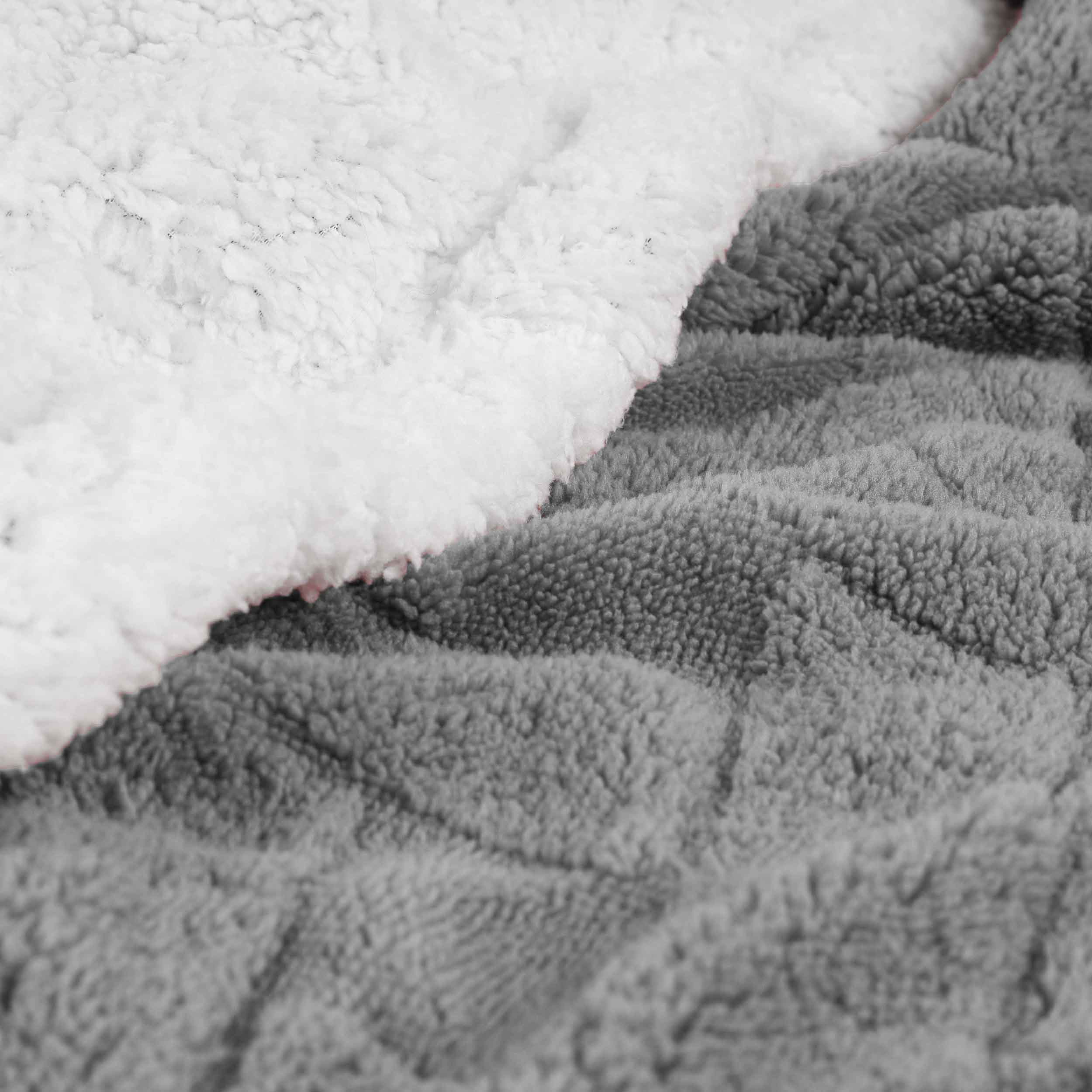 Nuuk Reversible Jacquard Lattice Plush Sherpa Fleece Blanket - Ultra Soft & Warm Winter Throw for Couch, Bed, Sofa - Perfect for Home, Office & Travel Use