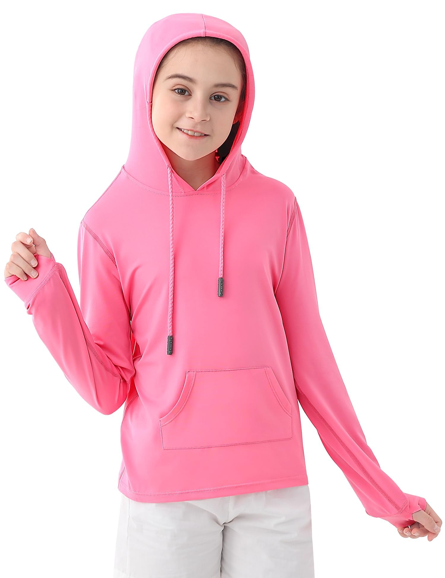 UPF 50+ Boys Rash Guard Swim Shirt - Long Sleeve Sun Protection Hoodie for Kids Fishing, Beach & Water Sports with Pocket - Perfect for Swimming, Surfing and Outdoor Activities