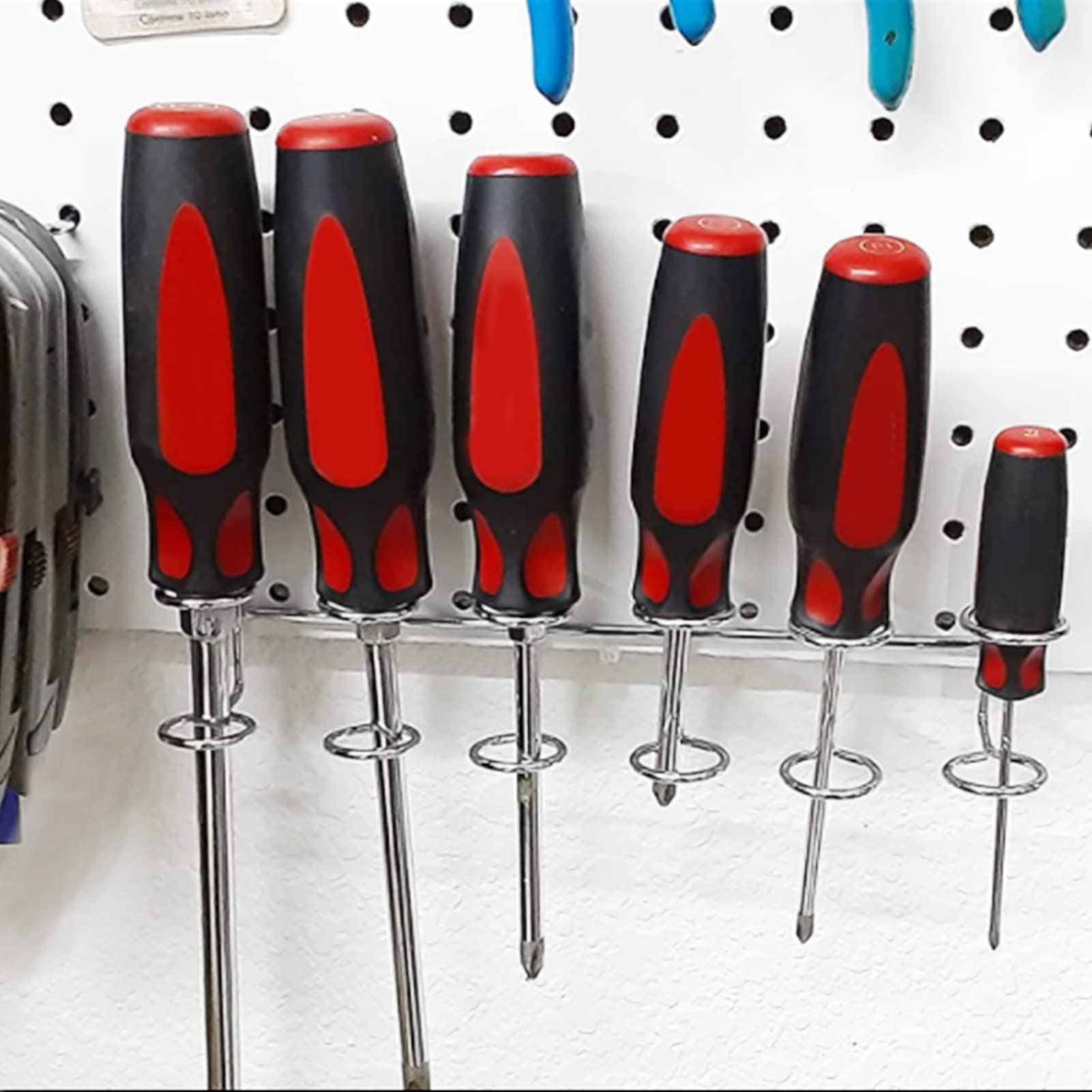 SPEEDWOX 2-Piece Pegboard Screwdriver Holder Set - Multi-Tool Organizer with Double-Ring Hooks for Kitchen, Garage & Workbench - Durable Pegboard Accessories for Tool Storage & Organization