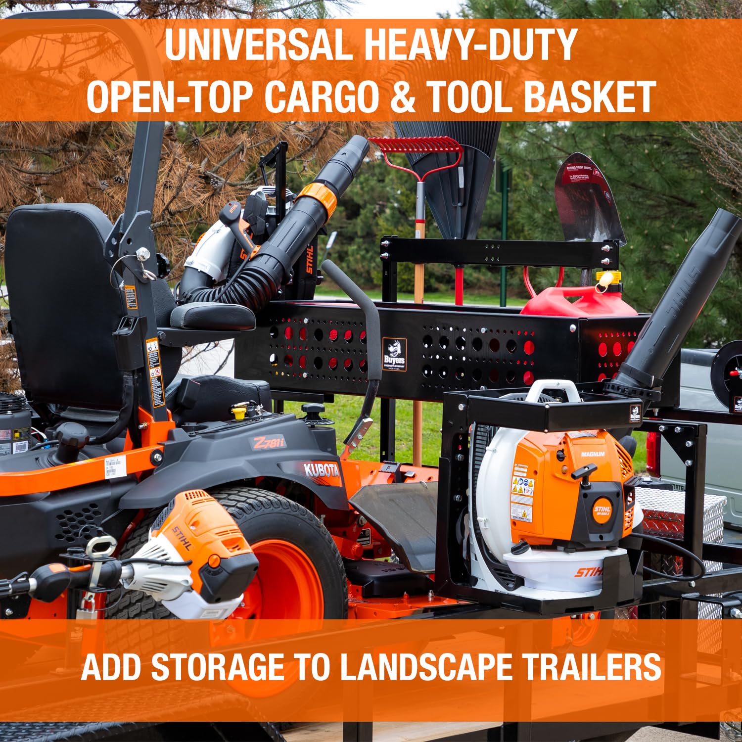 Buyers Products 1744124 Universal 18x10x24 Inch Multi-Purpose Truck Storage Basket - Heavy Duty Cargo Organizer for Tools, Equipment & Gear - Fits Trucks, Service Bodies, Tractors & UTVs - Perfect for Worksites, Farms & Outdoor Adventures