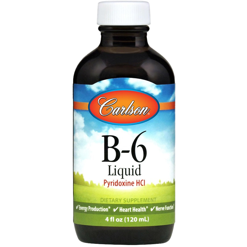 Carlson Labs Vitamin B6 Pyridoxine HCl 120ml - Supports Energy, Metabolism & Nervous System - Perfect for Daily Wellness & Immune Boost