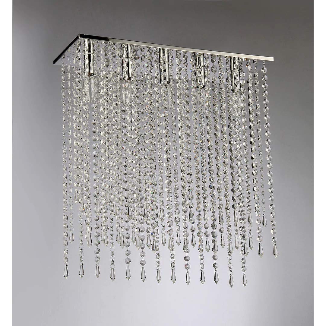 Tiffany RL1047/5 Silver Cleave Chandelier - Elegant Crystal Ceiling Light Fixture for Dining Room, Living Room & Bedroom Decor