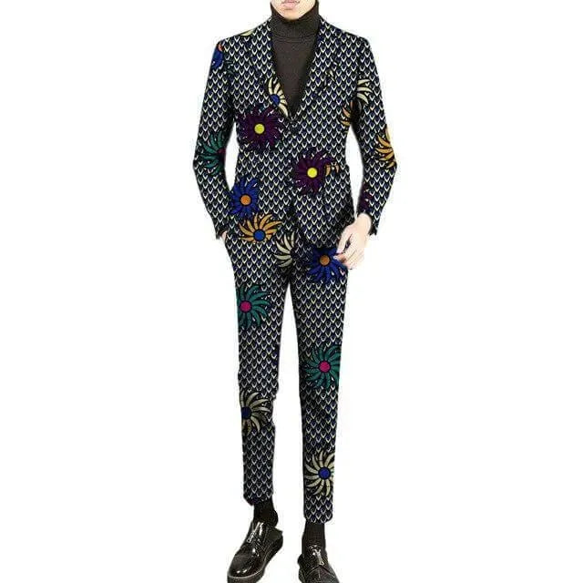 Stylish African 2-Button Suit for Men - Formal Business Attire & Wedding Outfit - Perfect for Office, Interviews, and Special Occasions