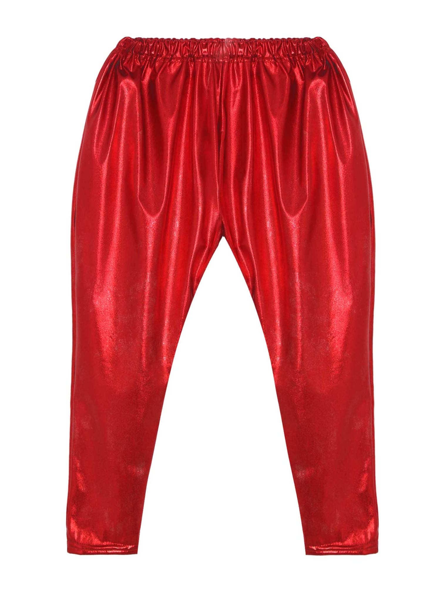 EasyForever Shiny Metallic Dance Pants for Girls & Boys - Stretchy Harem Tights for Jazz, Hip Hop, Latin & Ballet - Perfect for Dance Classes, Performances & Costumes
