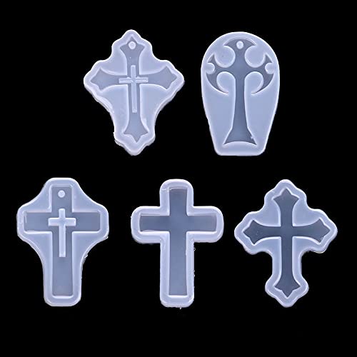 5Pcs Cross Shape Silicone Pendant DIY Molds - Resin Casting Jewelry Making Kit for Necklace, Earrings & Keychains - Perfect for DIY Crafts, Gifts & Home Decor