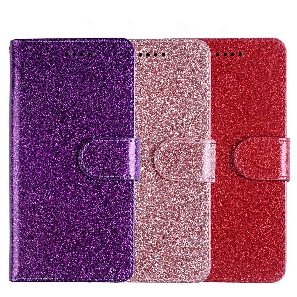 Asuwish Wallet Case for Samsung Galaxy A51 4G (A515F) with Card Holder, Kickstand & Glitter Design + Tempered Glass Screen Protector - Purple | Perfect for Everyday Use, Business Meetings & Travel Protection