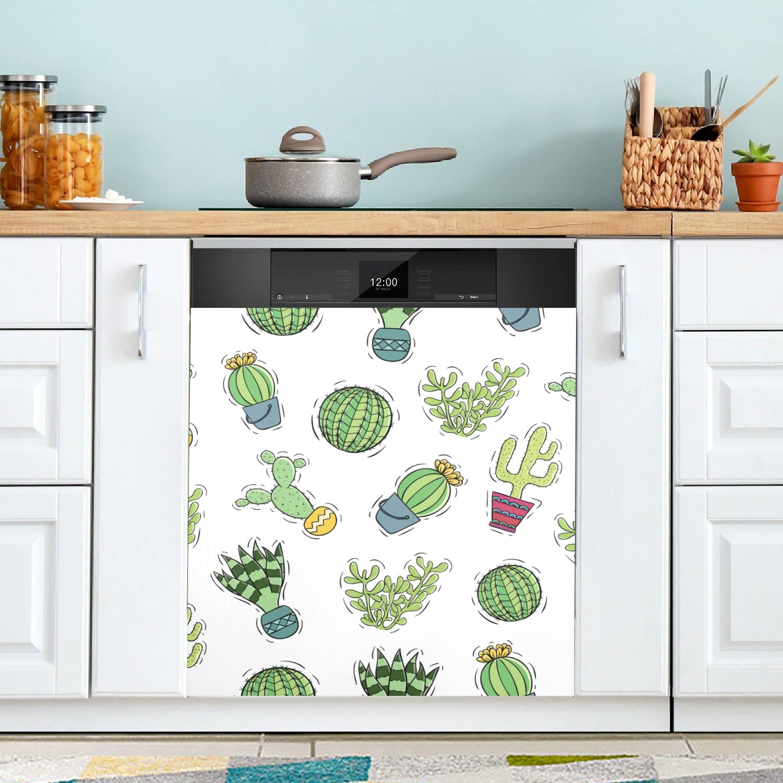 Colorful Cactus Dishwasher Magnet Cover - 23