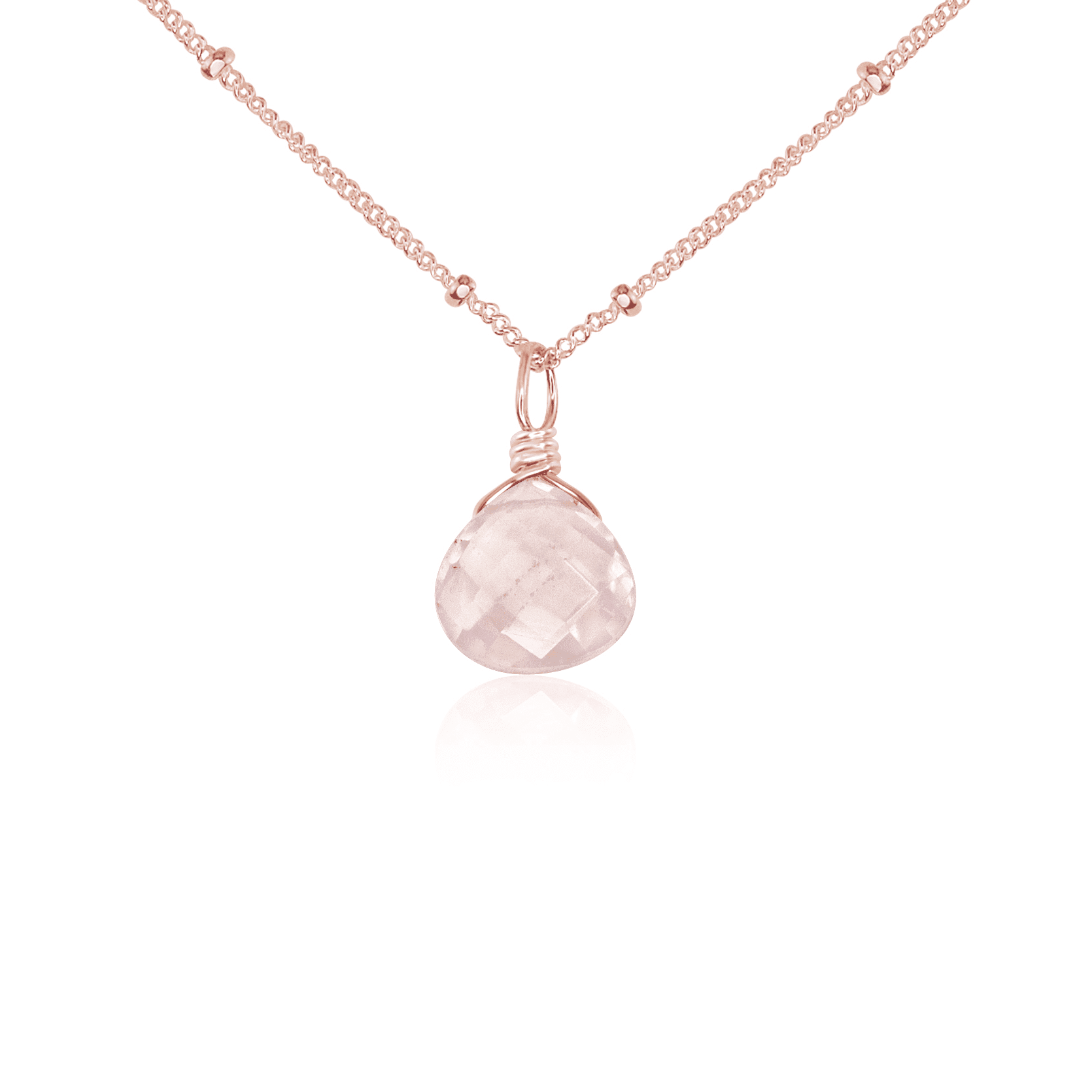 Rose Quartz Teardrop Crystal Pendant Necklace for Women - Healing Stone Jewelry for Love & Positive Energy | Perfect Gift for Valentine's Day, Anniversary & Spiritual Healing