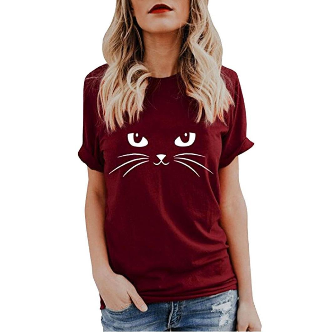 Women's Casual Cute Cat Print Short Sleeve T-Shirt - Soft Cotton Blouse for Everyday Wear | Perfect for Summer Outfits, Weekend Errands & Casual Dates