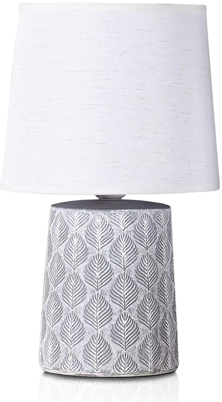BRUBAKER 2-Pack White Ceramic Floral Table Lamps - 13 Inch Classic Bedside Lighting for Living Room, Bedroom & Office Decor