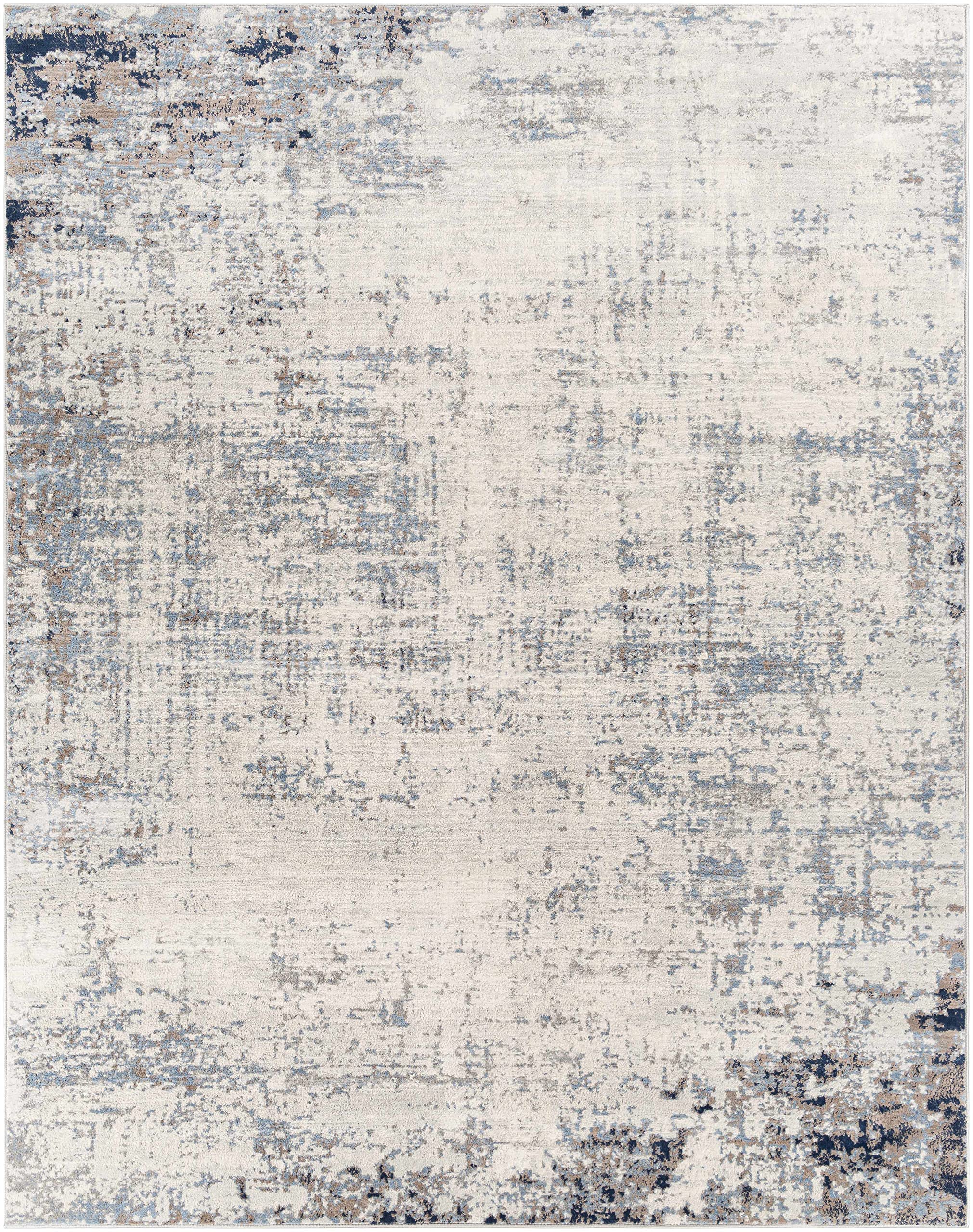 Hauteloom Texanna Neutral Abstract Bohemian Area Rug - Modern Distressed Carpet in Blue, Gray & Cream - 7'10