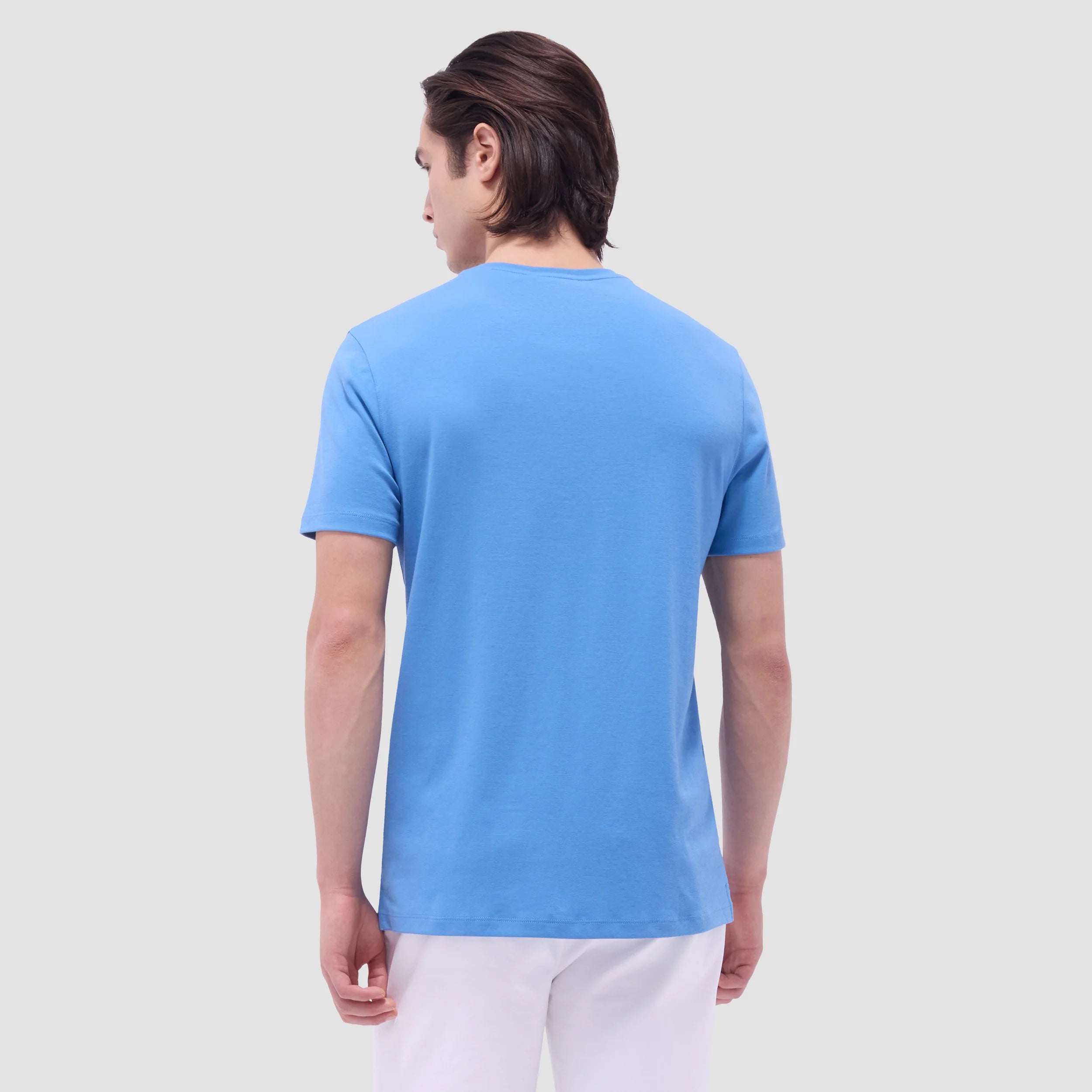 Bugatchi Holden Premium Pima Cotton V-Neck T-Shirt for Men - Classic Blue | Soft, Breathable & Comfortable | Casual Wear, Layering & Everyday Outfits