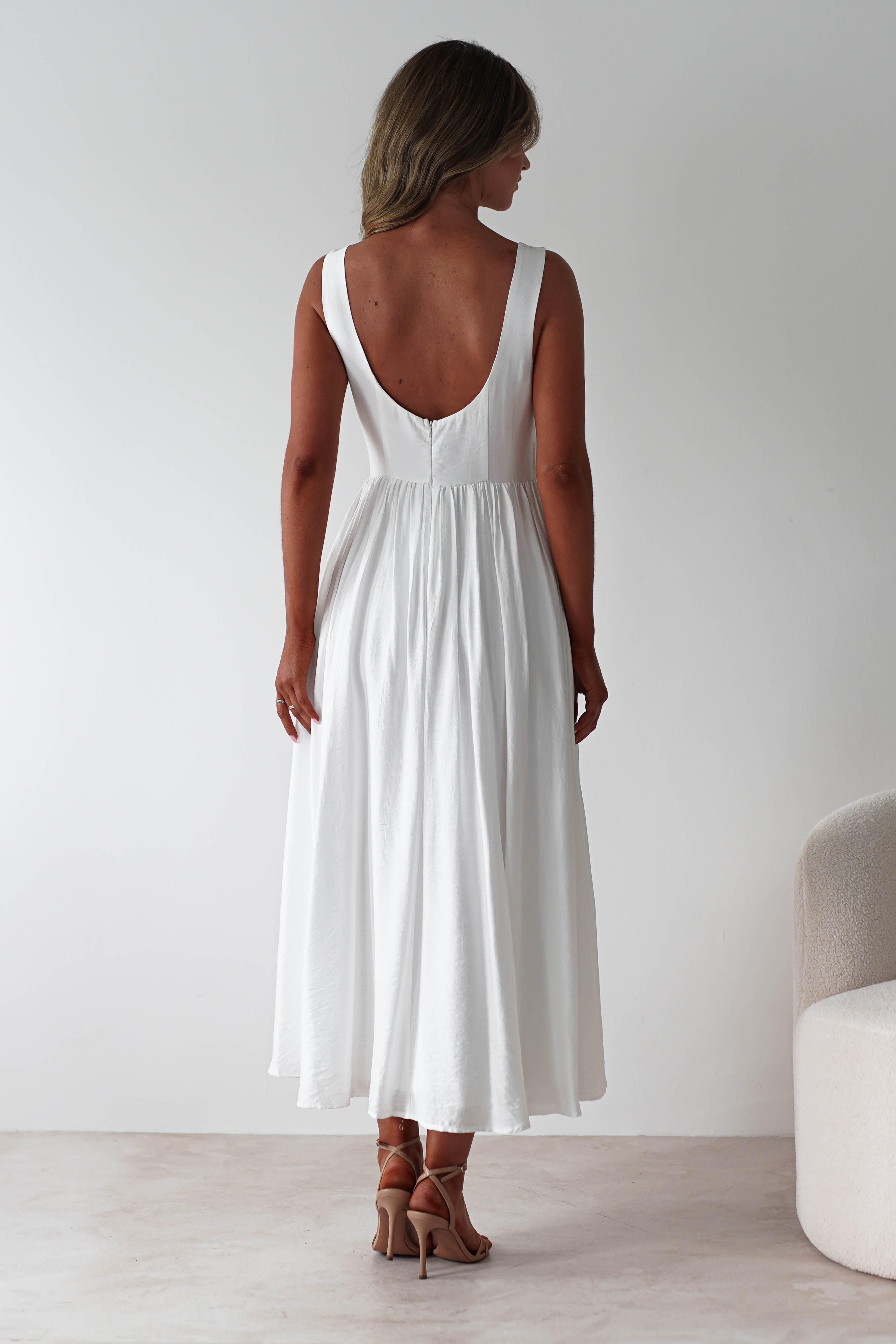Monroe Skater Midaxi Dress for Women - Flowy White A-Line Skater Dress | Perfect for Casual Outings, Parties & Summer Wear