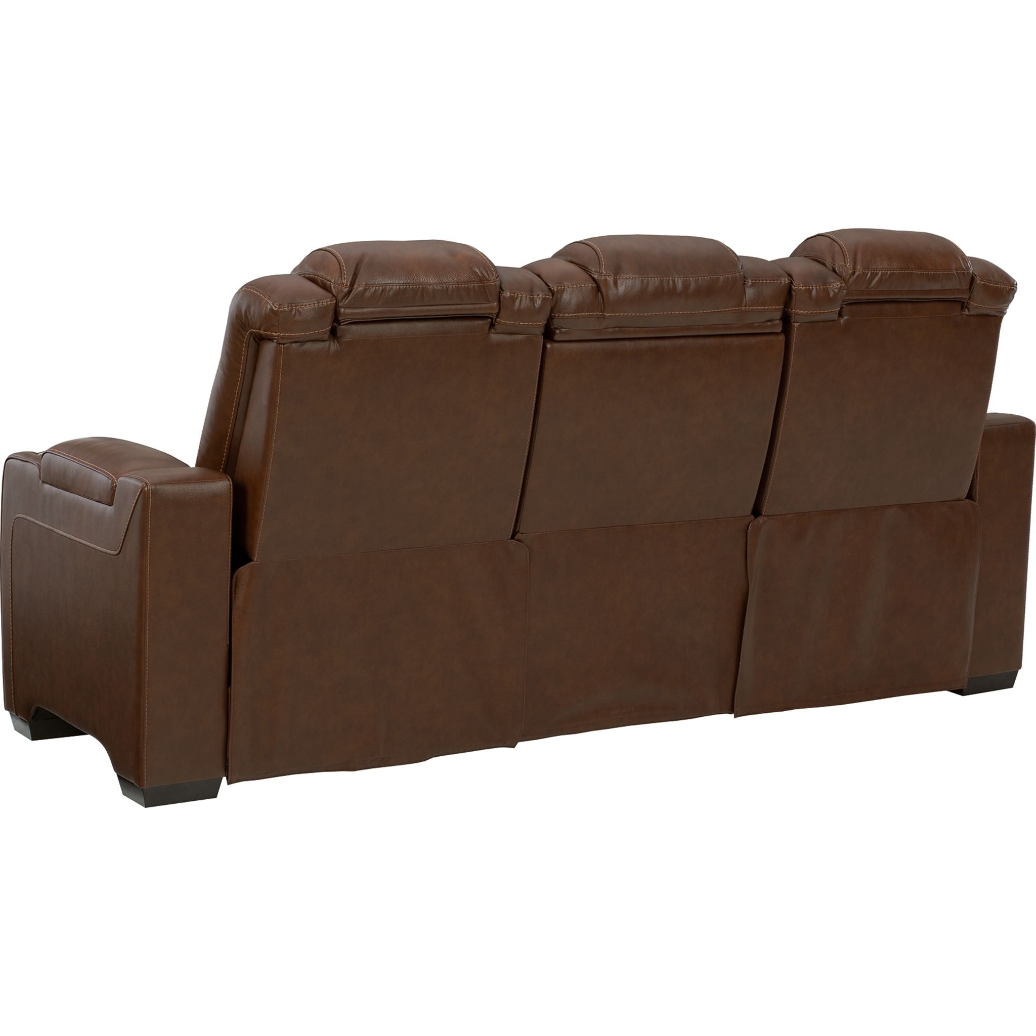 Power Reclining Sofa with USB Ports - Chocolate Brown Leather - Modern Living Room Furniture for Home Theater & Relaxation