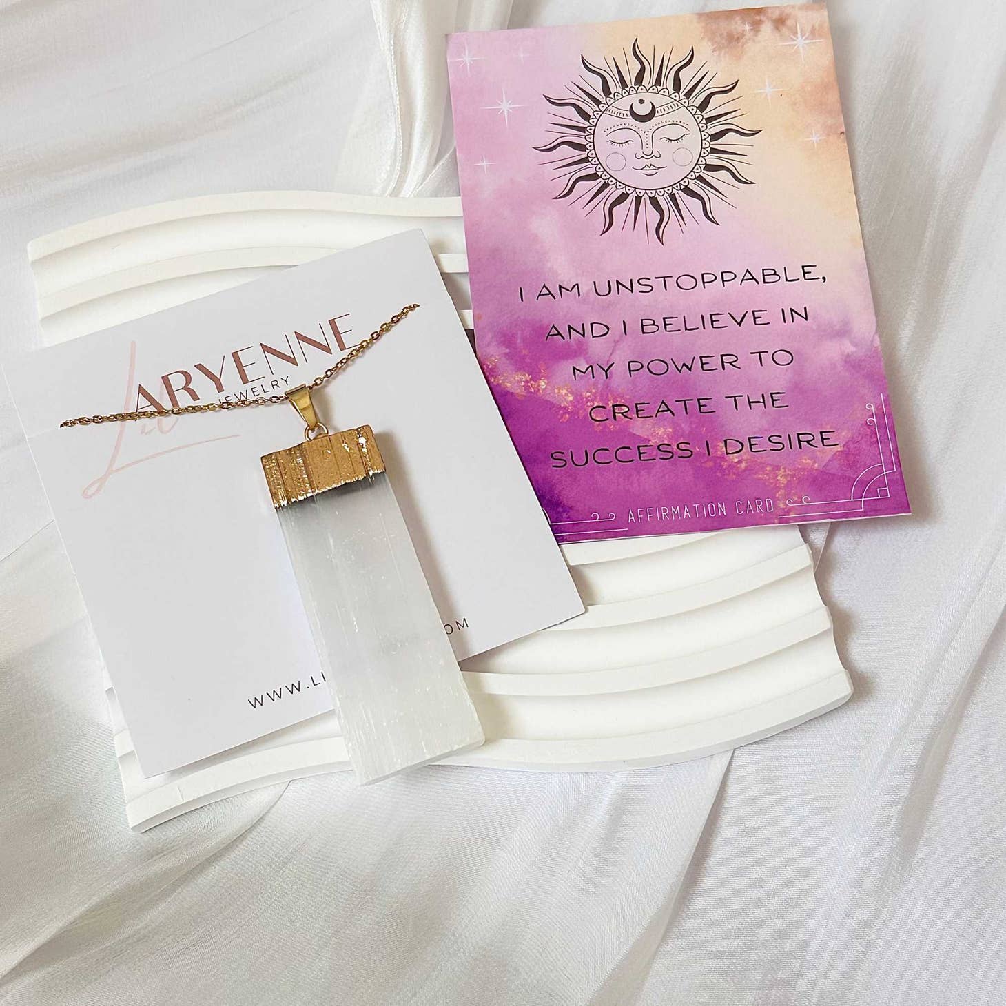 Selenite Crystal Bar Necklace - Healing Stone Pendant for Chakra Cleansing & Positive Energy | Perfect for Meditation, Yoga & Spiritual Healing