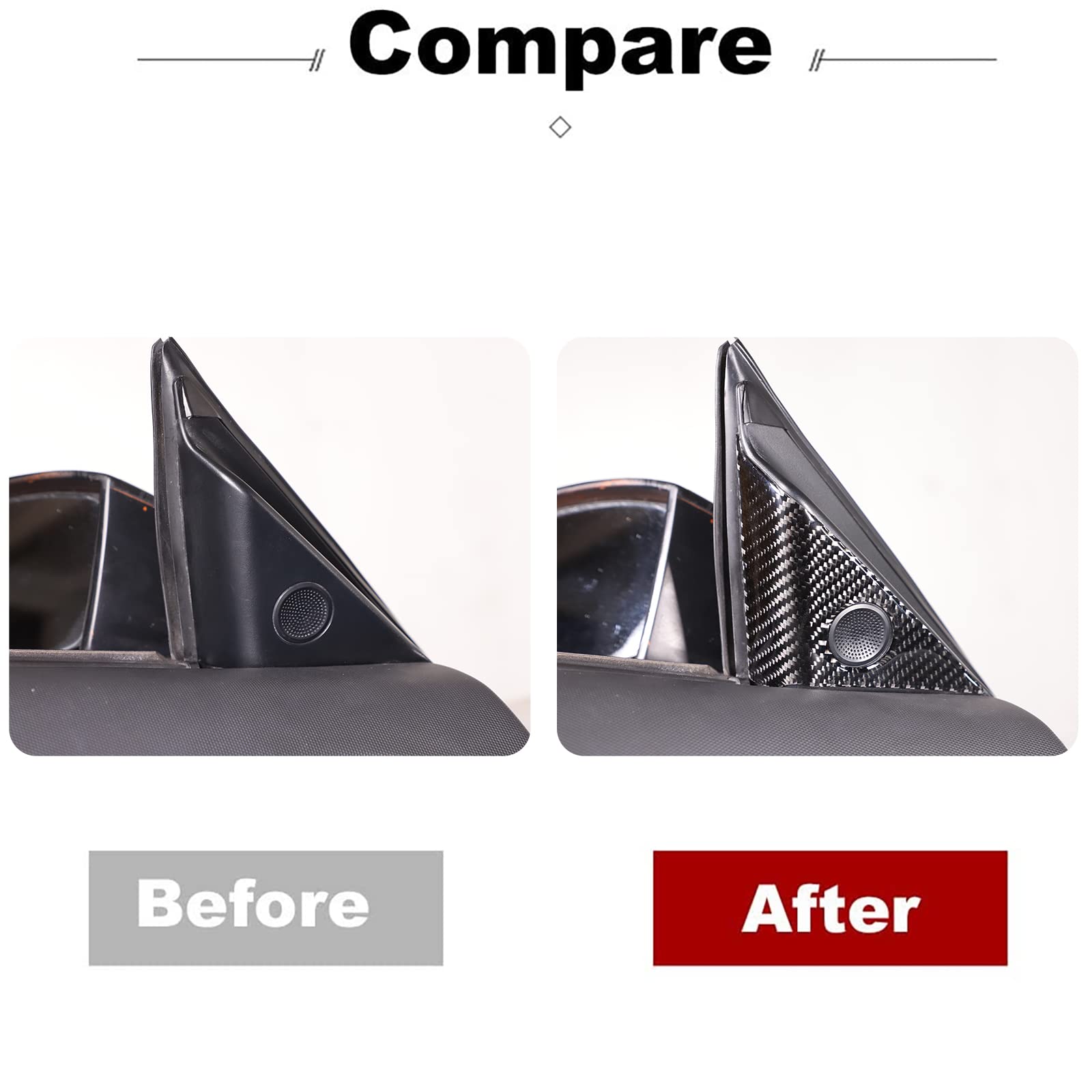 Premium Soft Carbon Fiber Car Door A-Pillar Speaker Panel Trim Sticker for Nissan 350Z 2003-2006 - Black Front Door Triangle Speaker Frame Cover Accessories | Enhances Interior Style & Protects A-Pillar Area