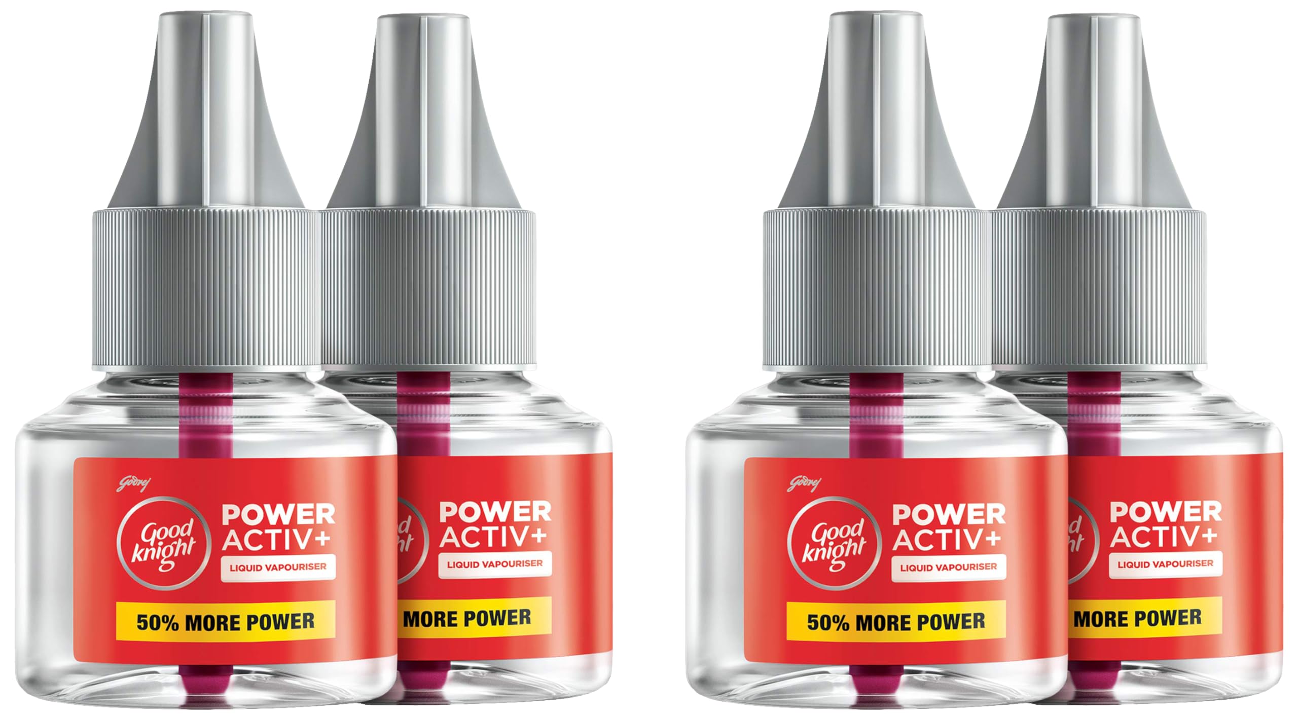 Good Knight Power Activ+ Liquid Vaporizer - 4 Pack Mosquito Repellent Refills (45ml Each) | Effective Insect Protection for Home, Bedroom & Outdoor Use
