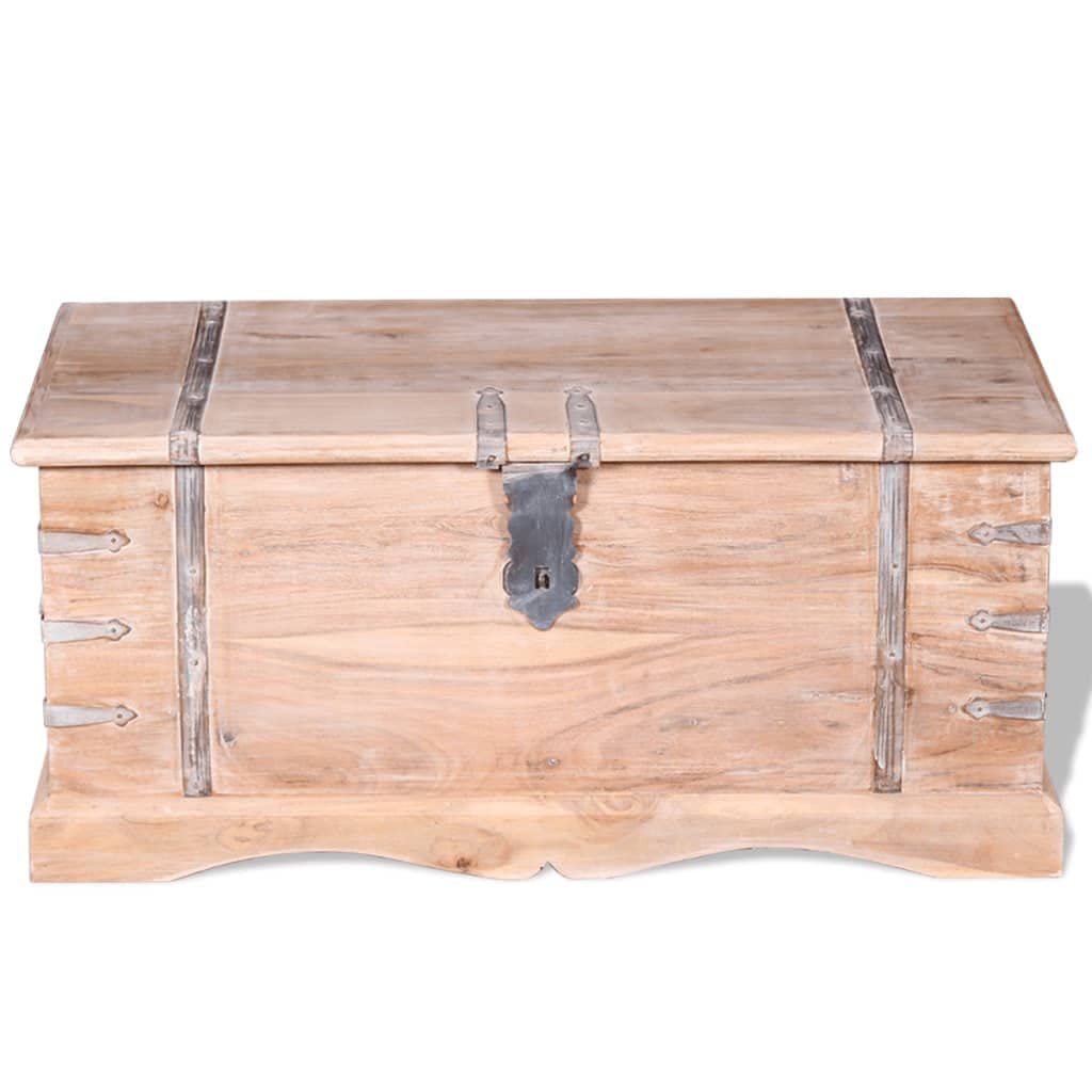 Solid Wood Storage Chest with Lock - Light Brown Organizer Cabinet for Hallway, Entryway & Bedroom - 35.4