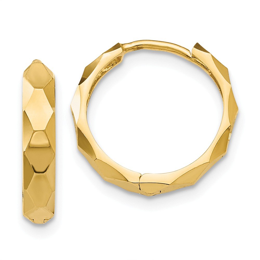 14K Yellow Gold Shiny-Cut Hoop Earrings TL568 - Elegant Everyday Jewelry for Women, Perfect for Parties, Weddings & Gifts