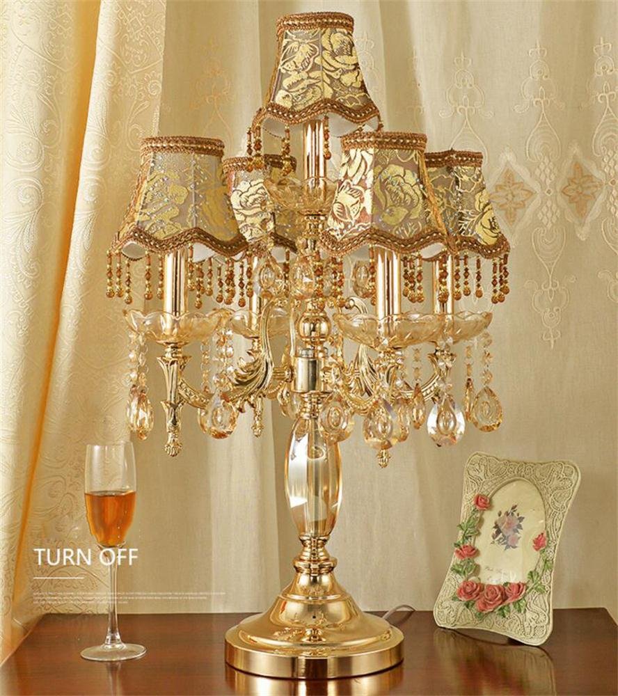 Luxury Gold Crystal Table Lamp with Fabric Shade - Elegant Home Decor for Living Room, Bedroom & Nightstand - Uncle Sam LI Brand - Perfect for Ambient Lighting & Stylish Interior Design