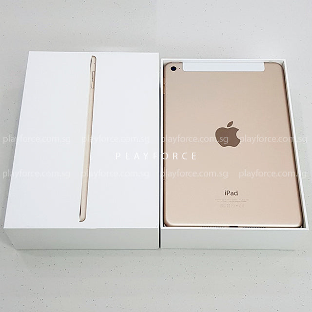 Apple iPad Mini 4 128GB Wi-Fi + Cellular (Gold) - Compact Tablet for Work, Travel & Entertainment